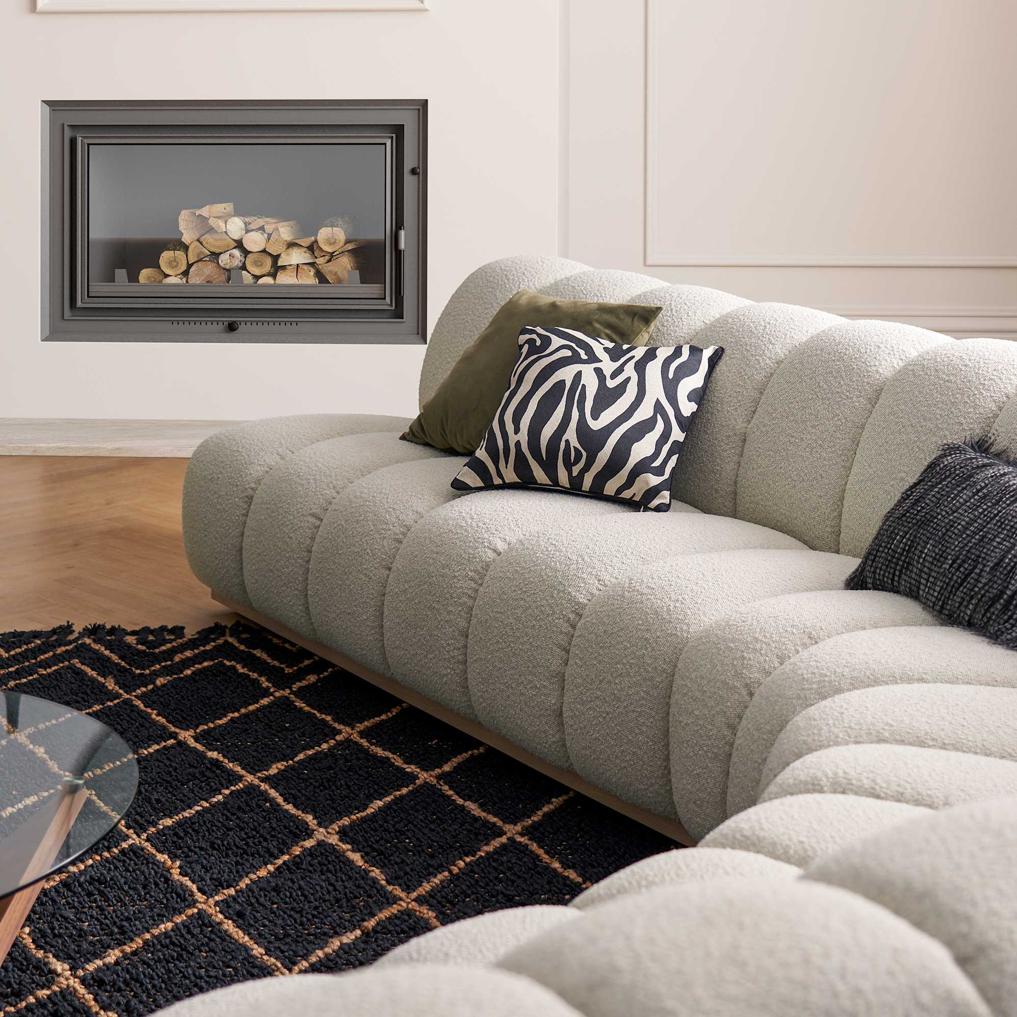 Marlow Performance Bouclé Curve 3 Seater Sofa 8
