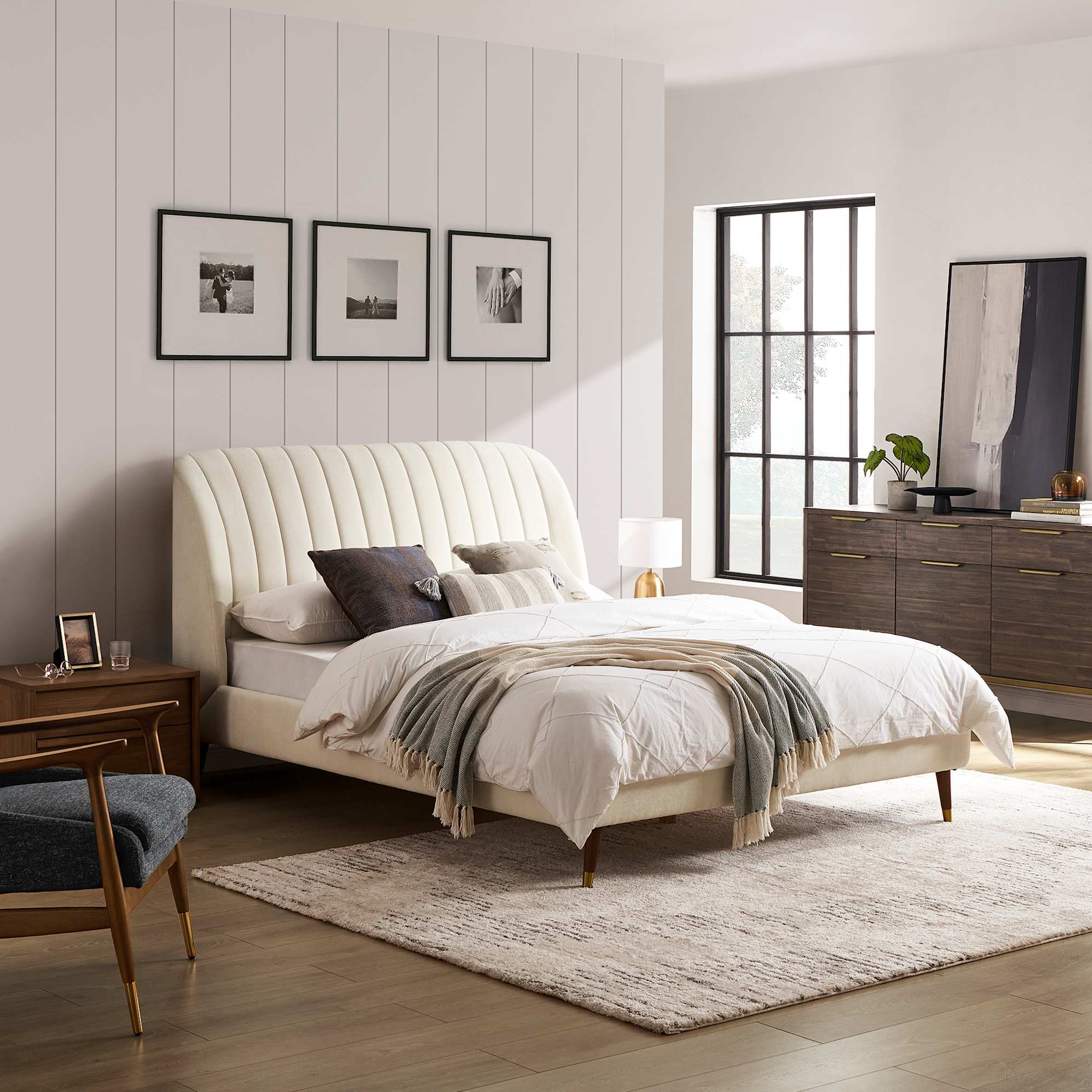 Lexi Tufted Bed with 2 Mika Side Table Set 2