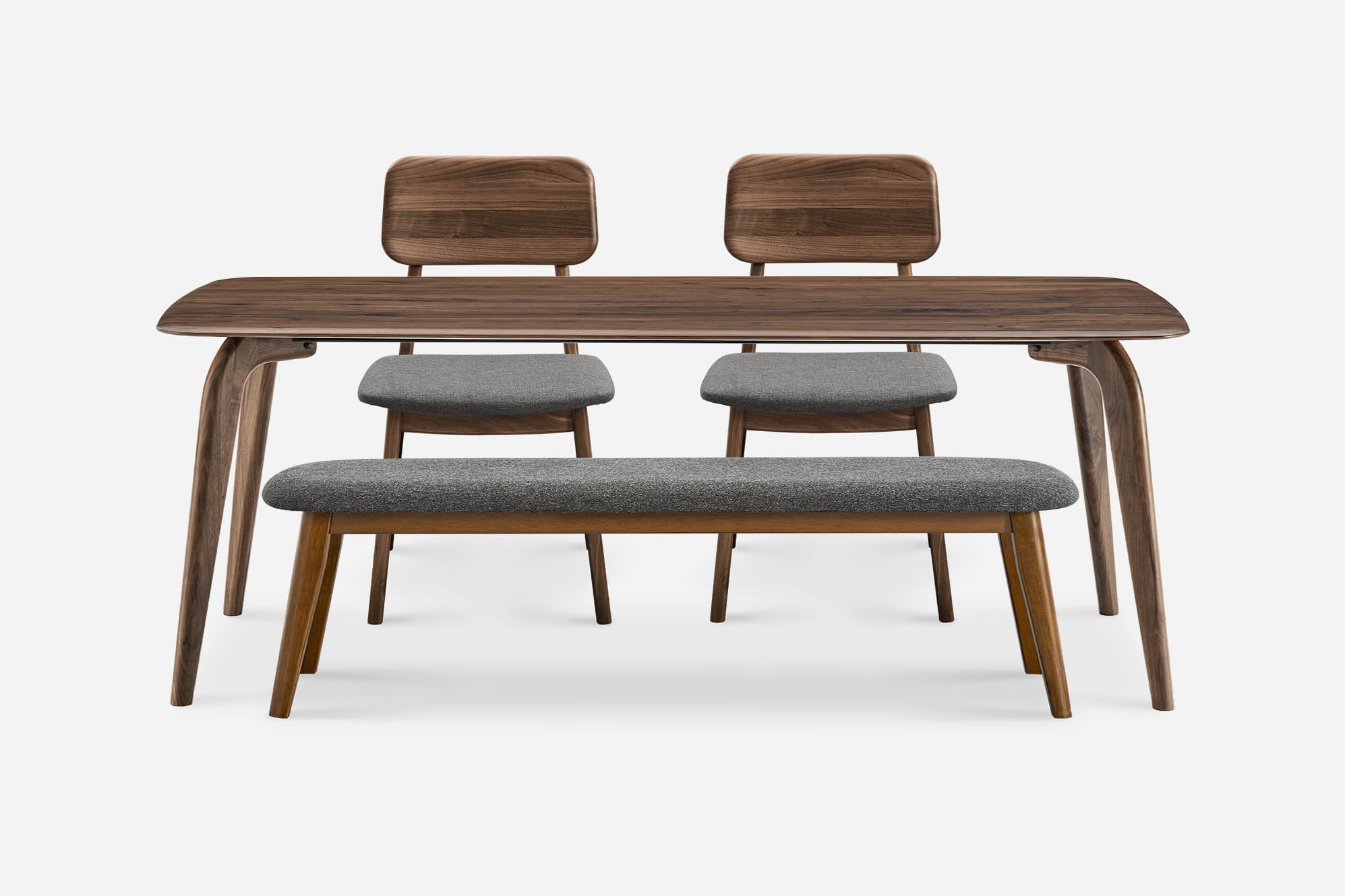 Vincent Dining Table with 2 Chairs, Walnut and Doris Bench 0