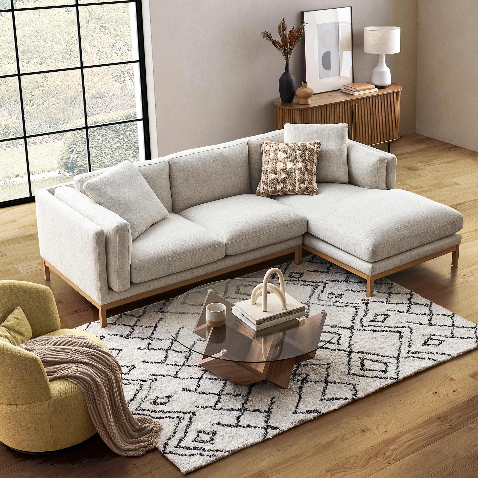 Owen Chaise Sectional Sofa with Vincent Coffee Table 3