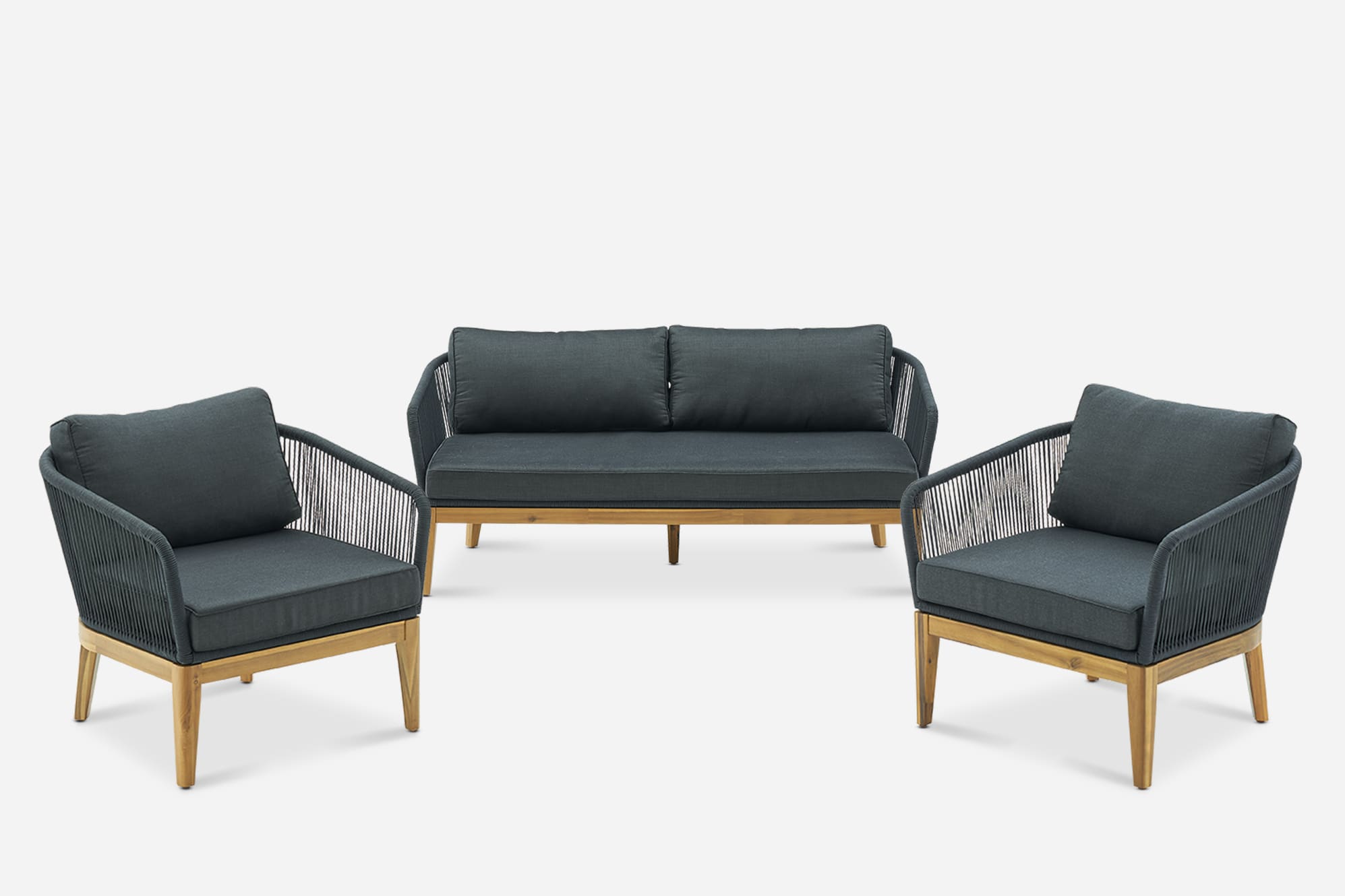 Maui Outdoor 2 Seater Sofa & 2 Lounge Chairs Set 1