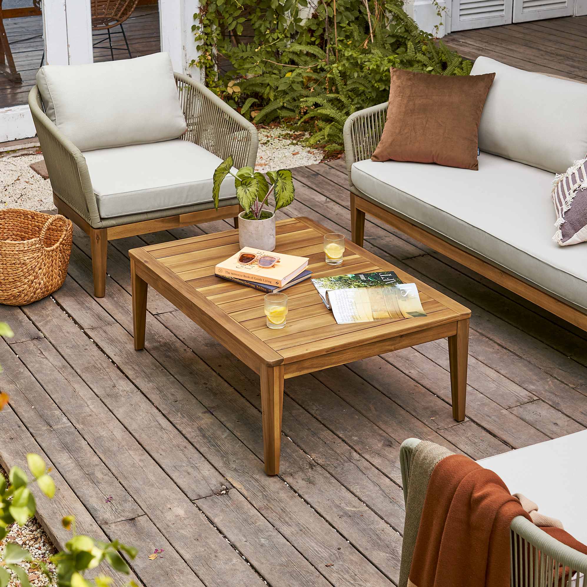Maui Outdoor Loveseat, 2 Lounge Chairs & Table Set 5