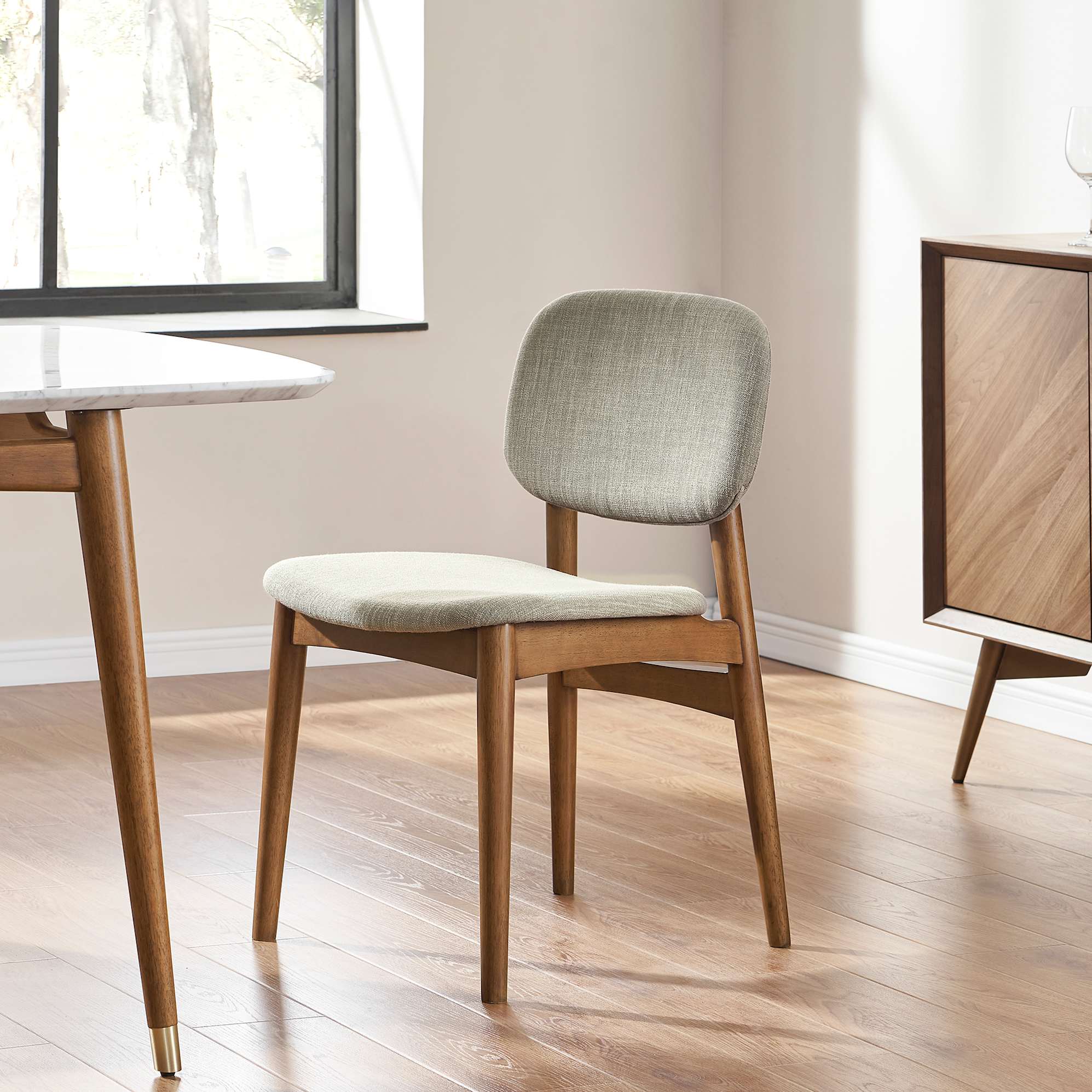 Kelsey Marble Dining Table with 4 Chairs, Walnut Stain 7
