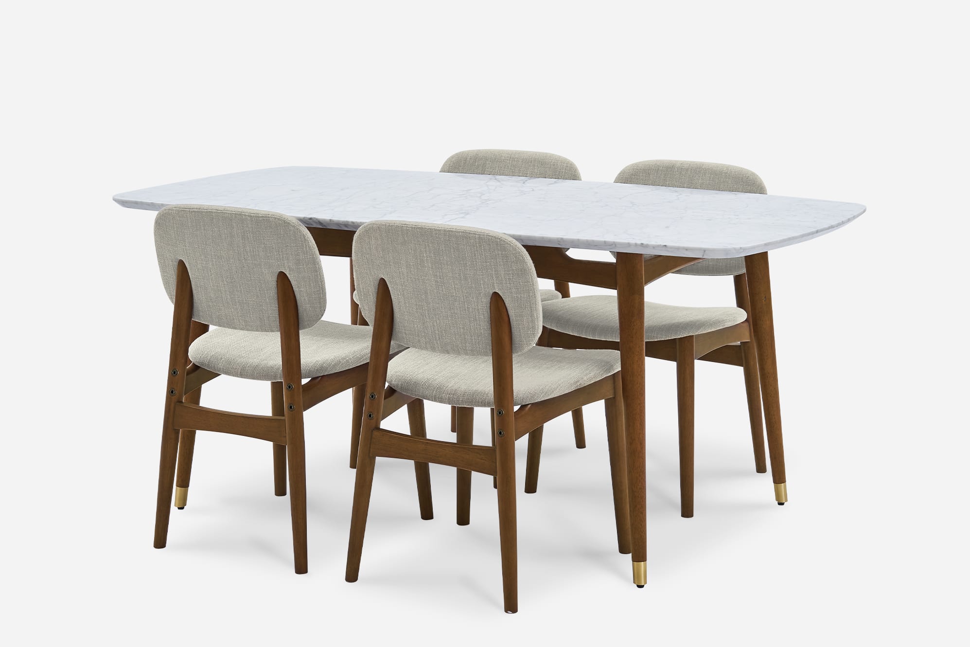 Kelsey Marble Dining Table with 4 Chairs, Walnut Stain 2