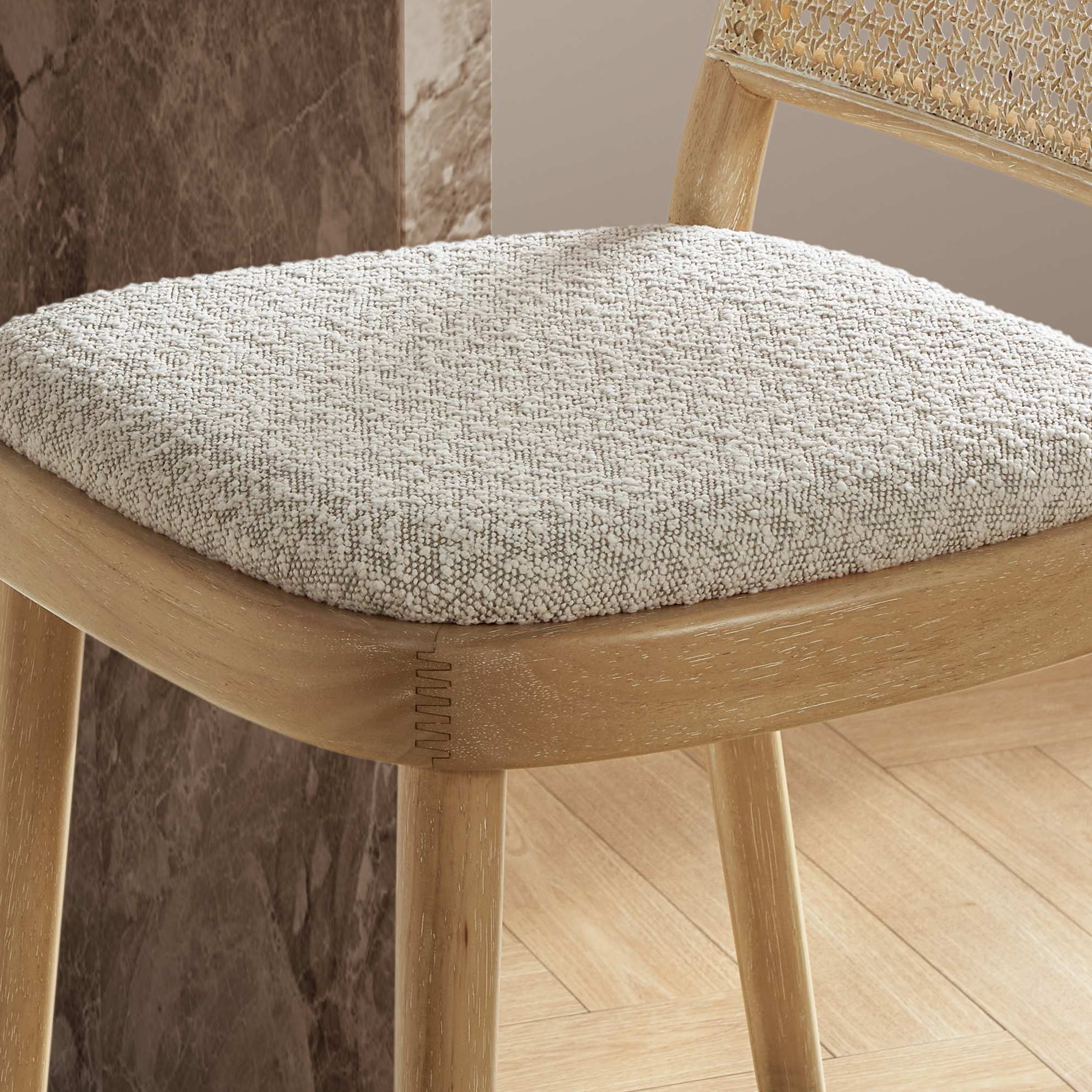 Edith Cane Bar Stool, White Wash 6
