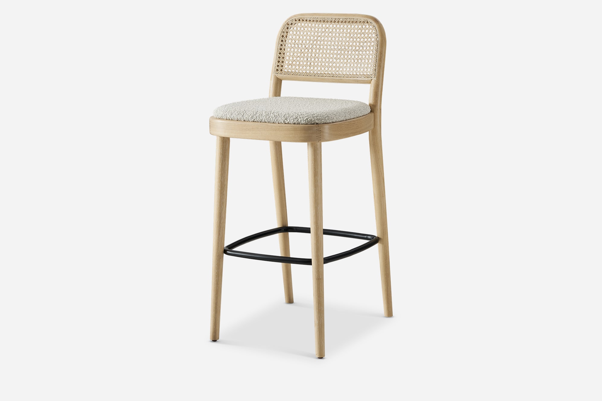 Edith Cane Bar Stool, White Wash 1
