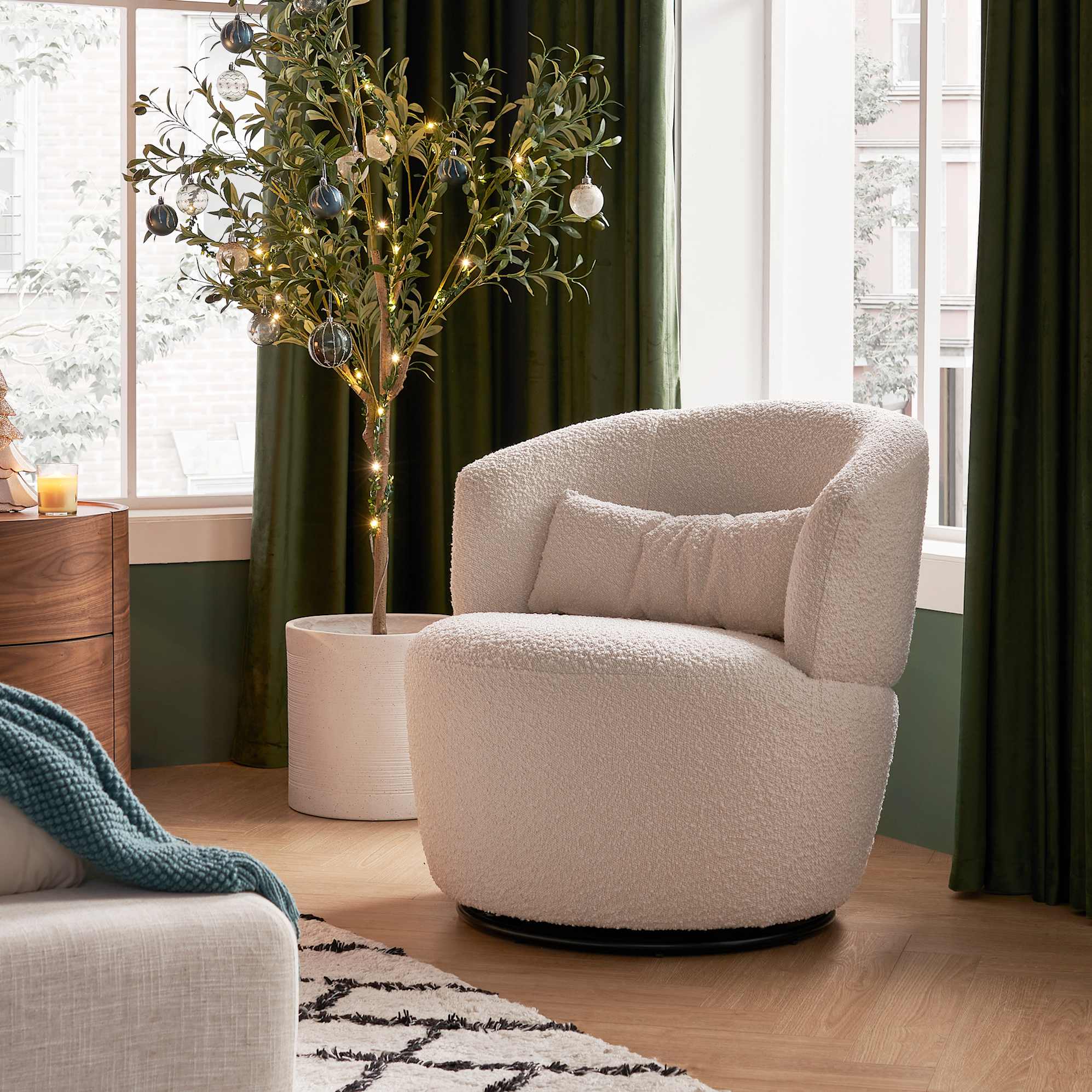 Amber Bouclé Swivel Chair 4