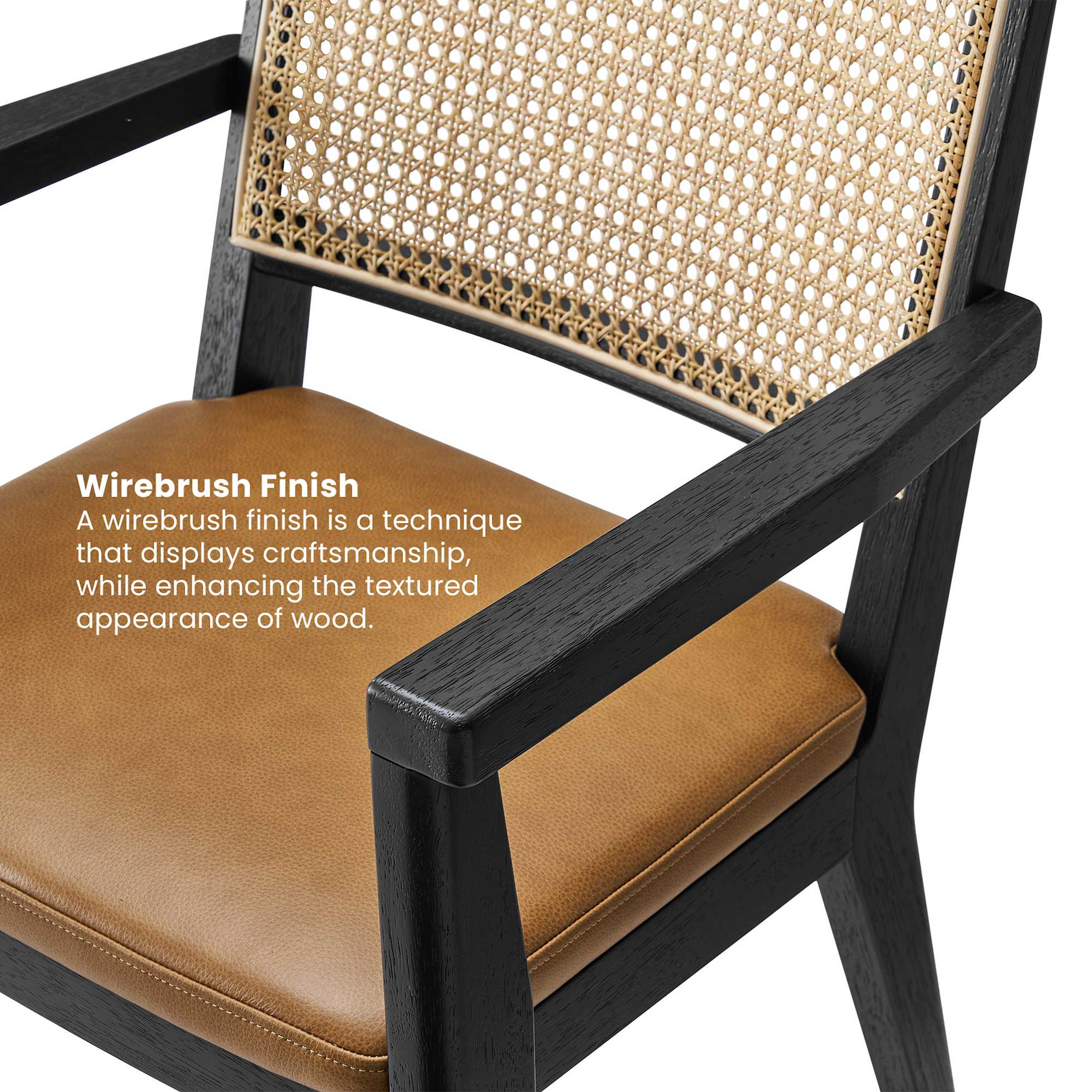 Sloane Cane and Leather Chair 5