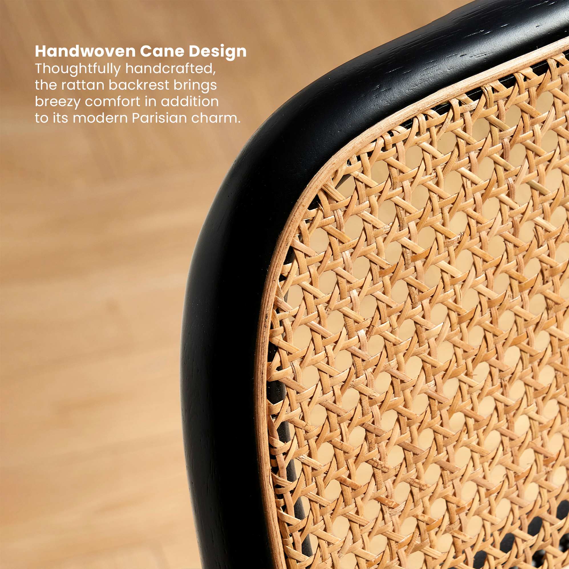 Edith Cane Counter Stool, Black 5