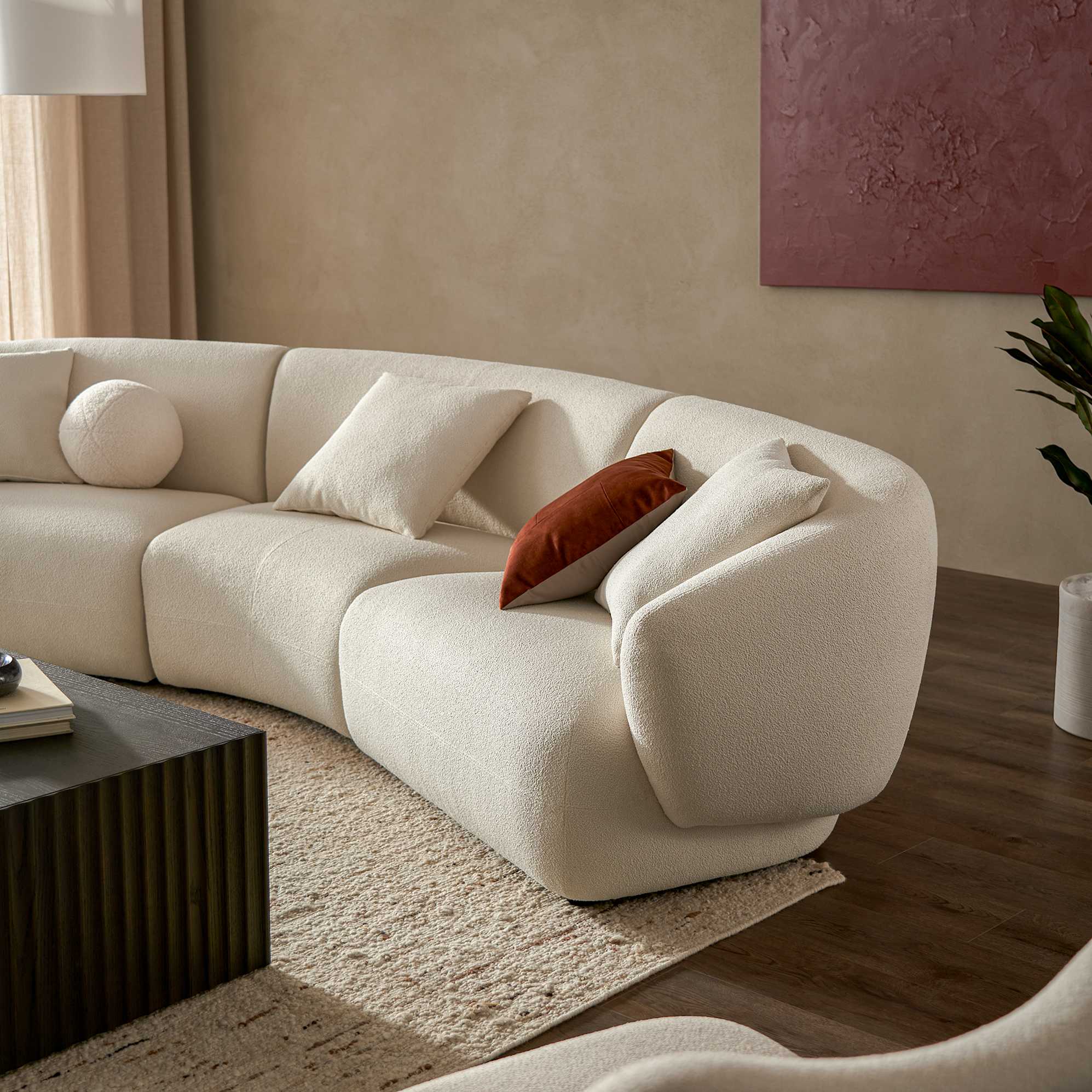 Auburn Performance Fabric Curve Wedge Sofa 6