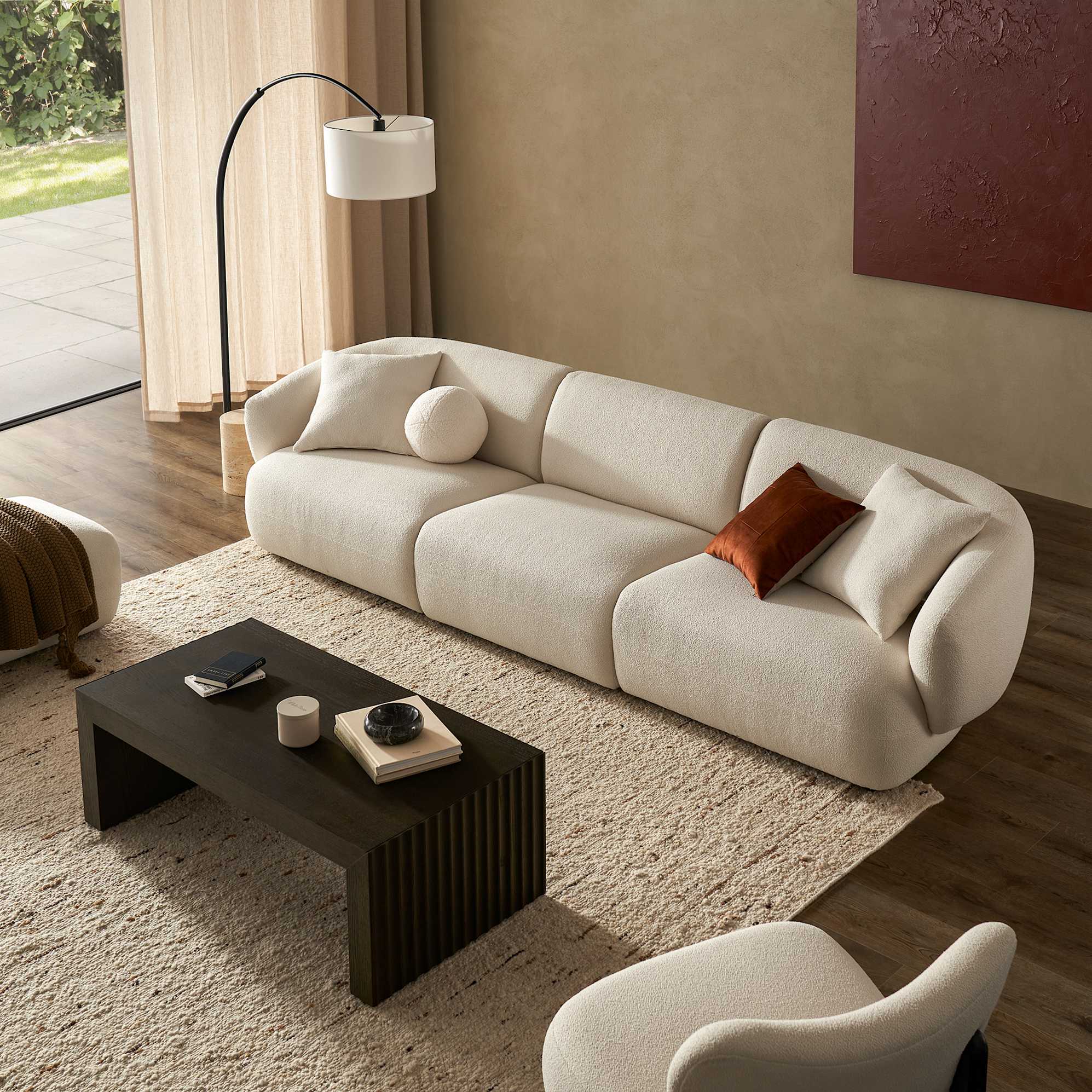 Auburn Performance Fabric Extended 3 Seater Sofa with Ottoman 3