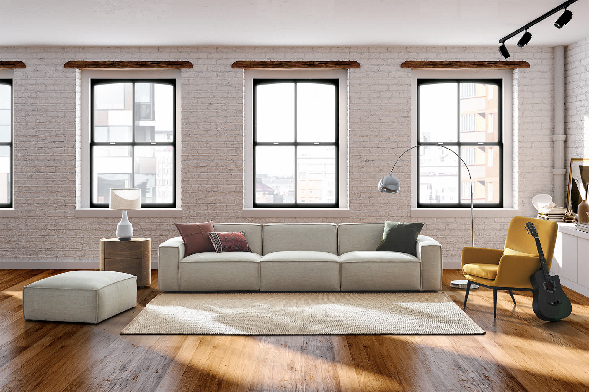 Jonathan Extended Sofa with Ottoman 3