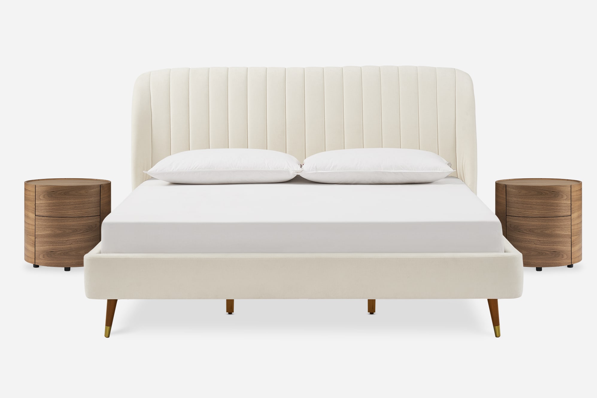 Lexi Tufted Bed with 2 Mika Side Table Set 1