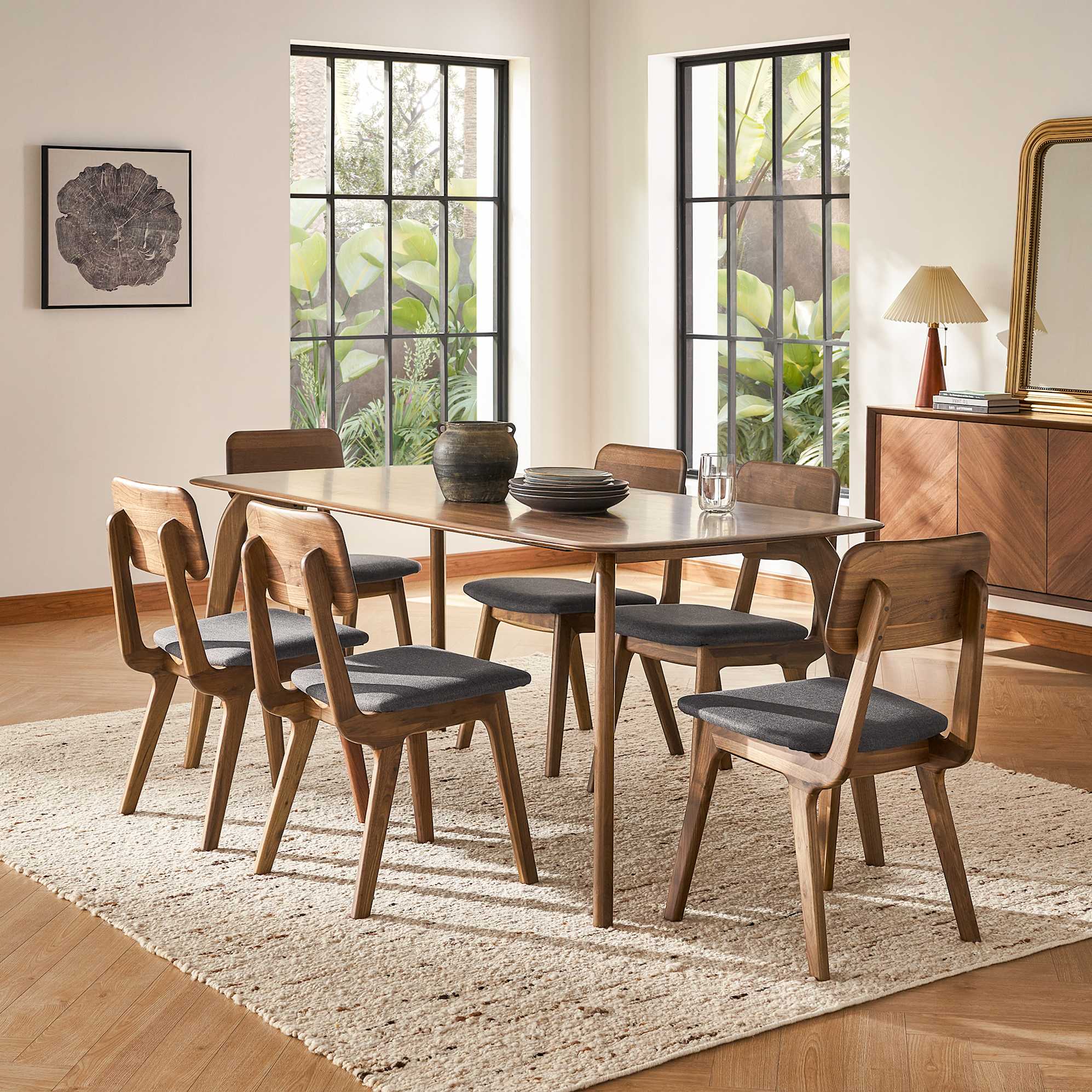 Vincent Dining Table with 4 Chairs, Walnut 2