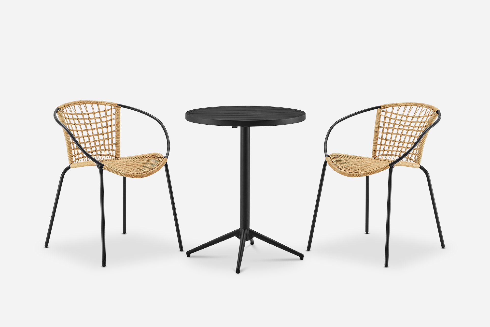 Balcony Round Foldable Table with 2 Como Chairs Set 1