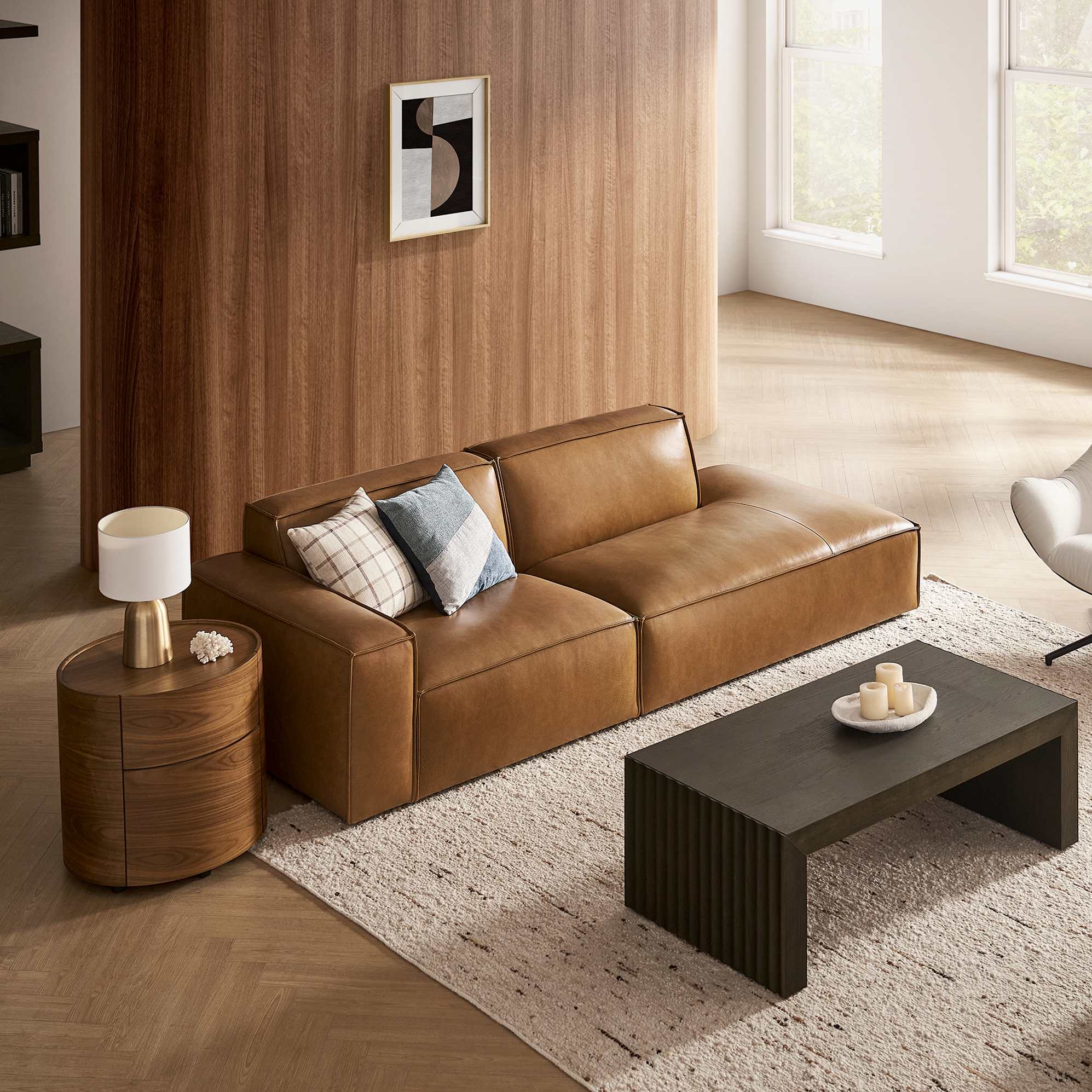Jonathan Leather Side Chaise Sofa 3