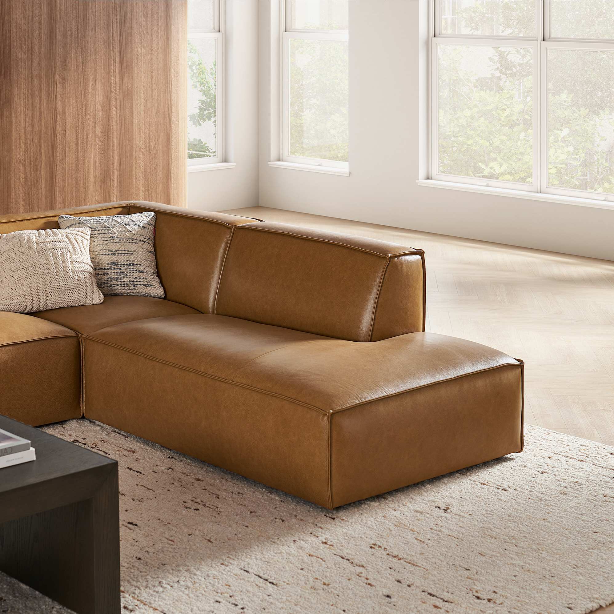 Jonathan Leather Extended Side Chaise Sofa 7
