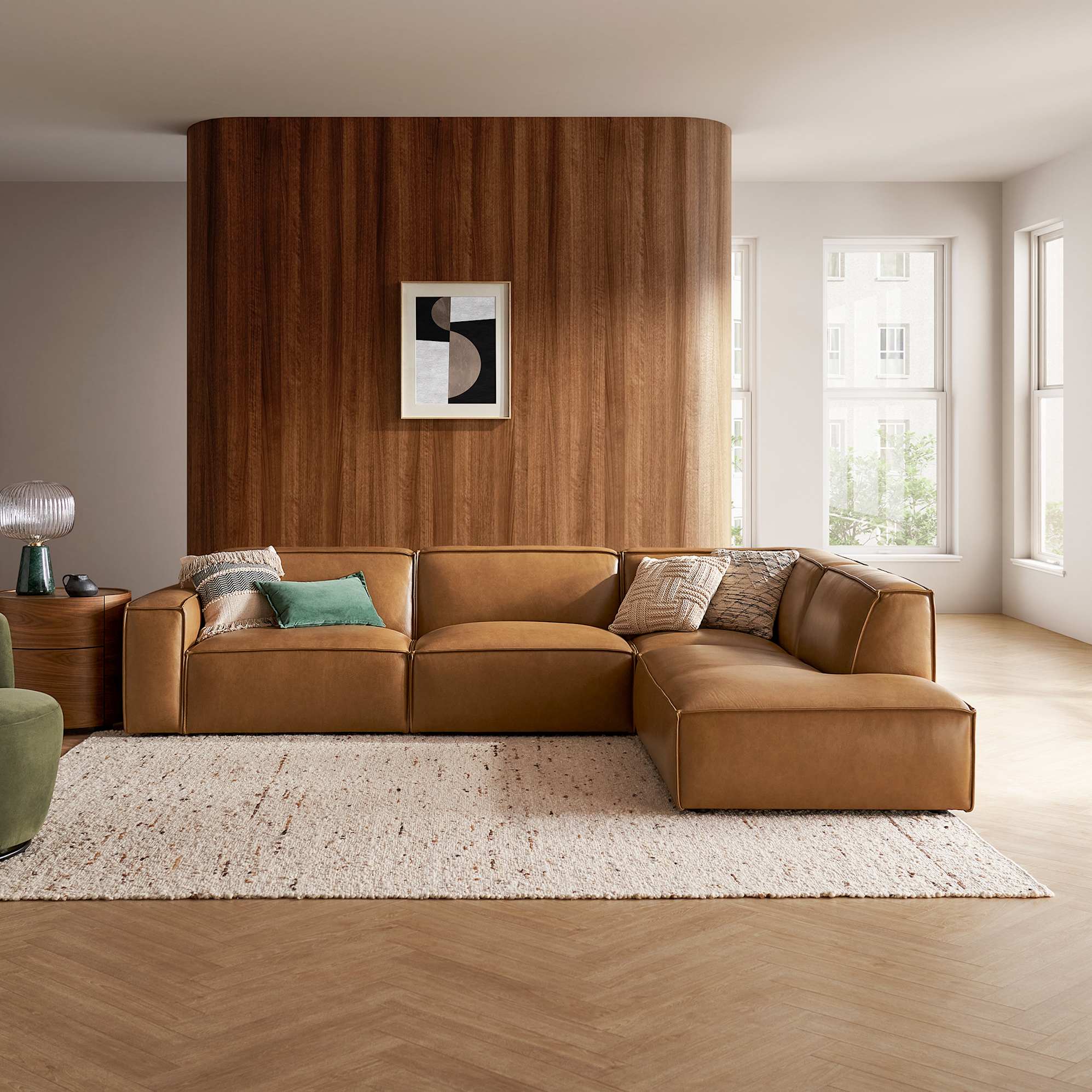 Jonathan Leather Extended Side Chaise Sectional 0