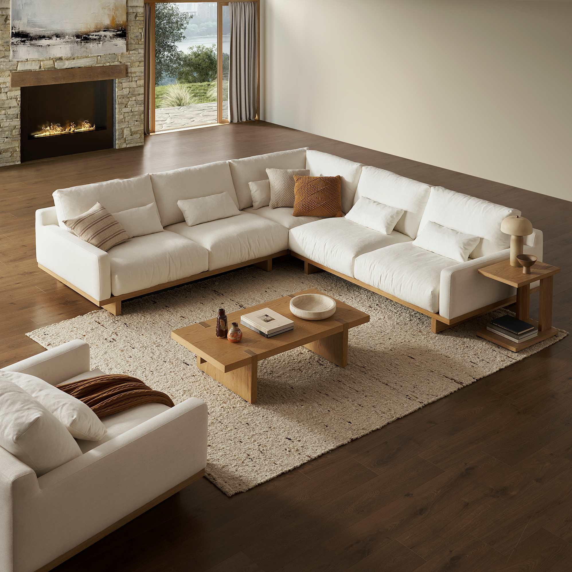 Mori Performance Fabric Single Arm 2 Seater Sofa 4