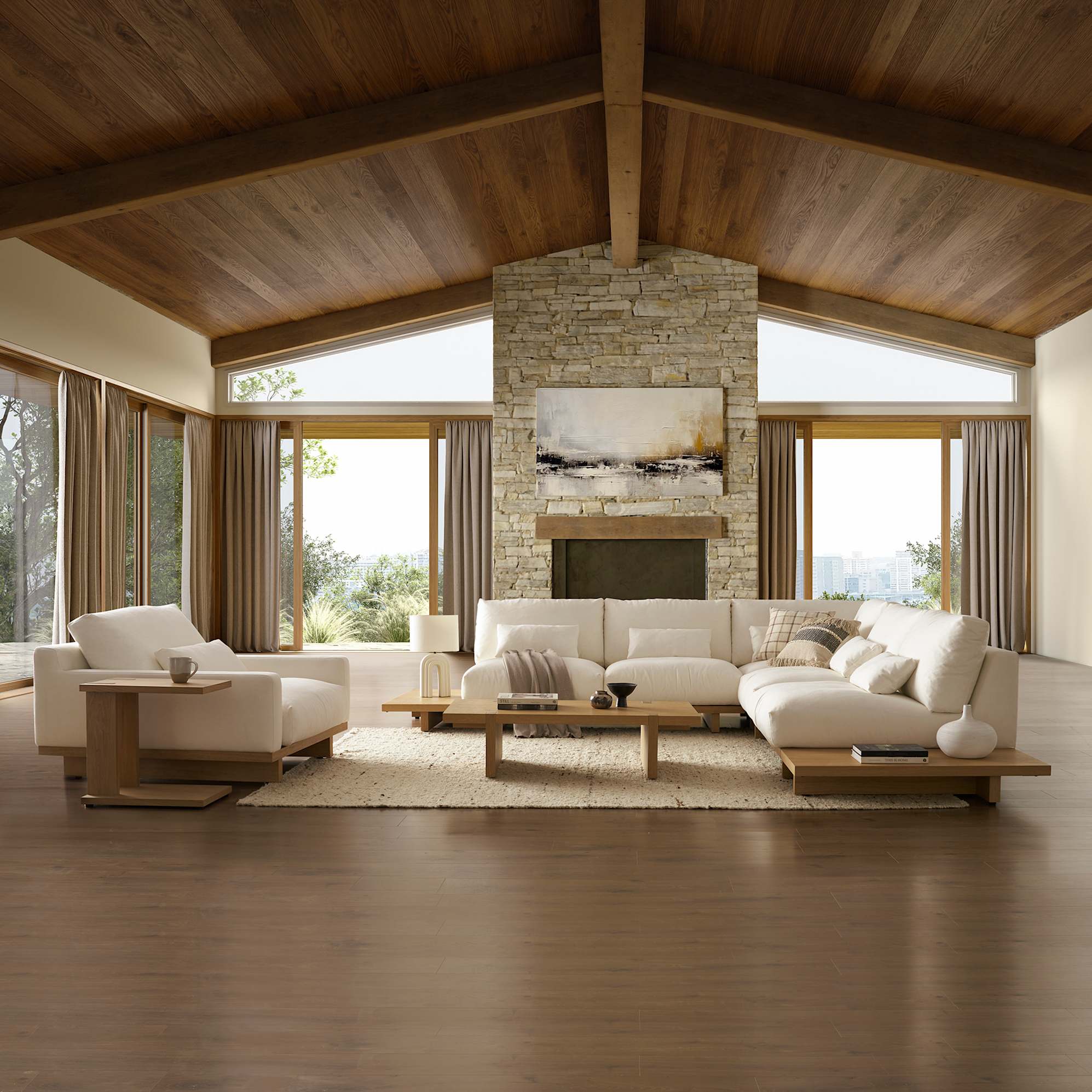 Mori Performance Fabric Armless L-Shape Sectional Sofa 3