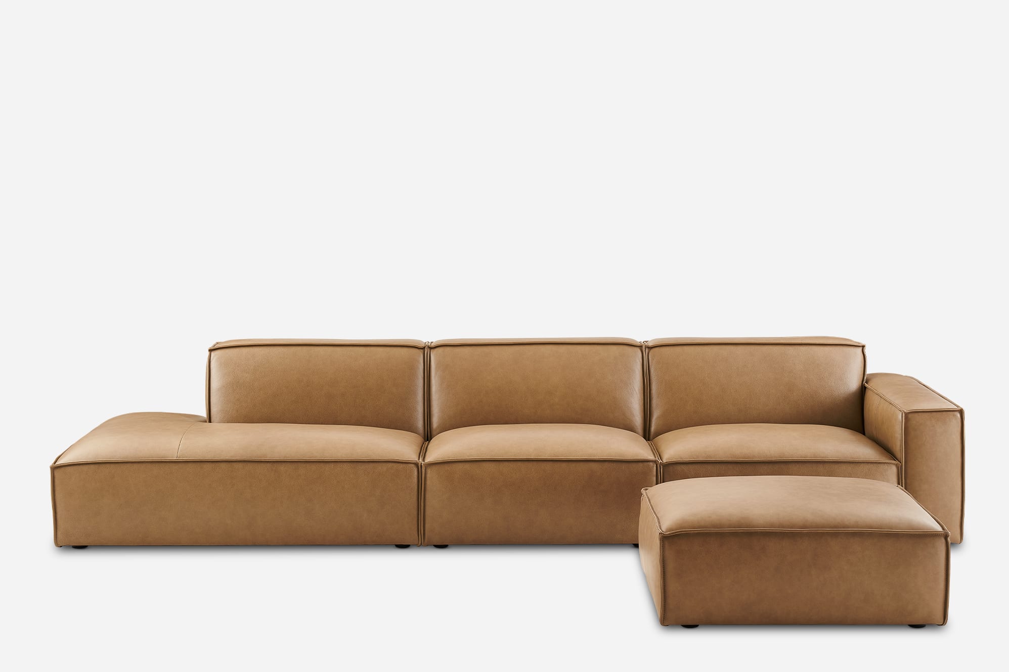 Jonathan Leather Extended Side Chaise Sofa with Ottoman 2