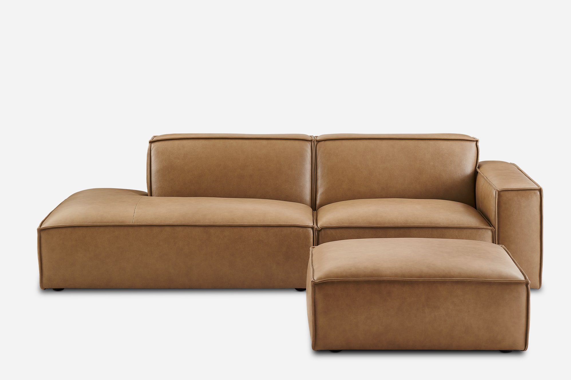 Jonathan Leather Side Chaise Sofa with Ottoman 2