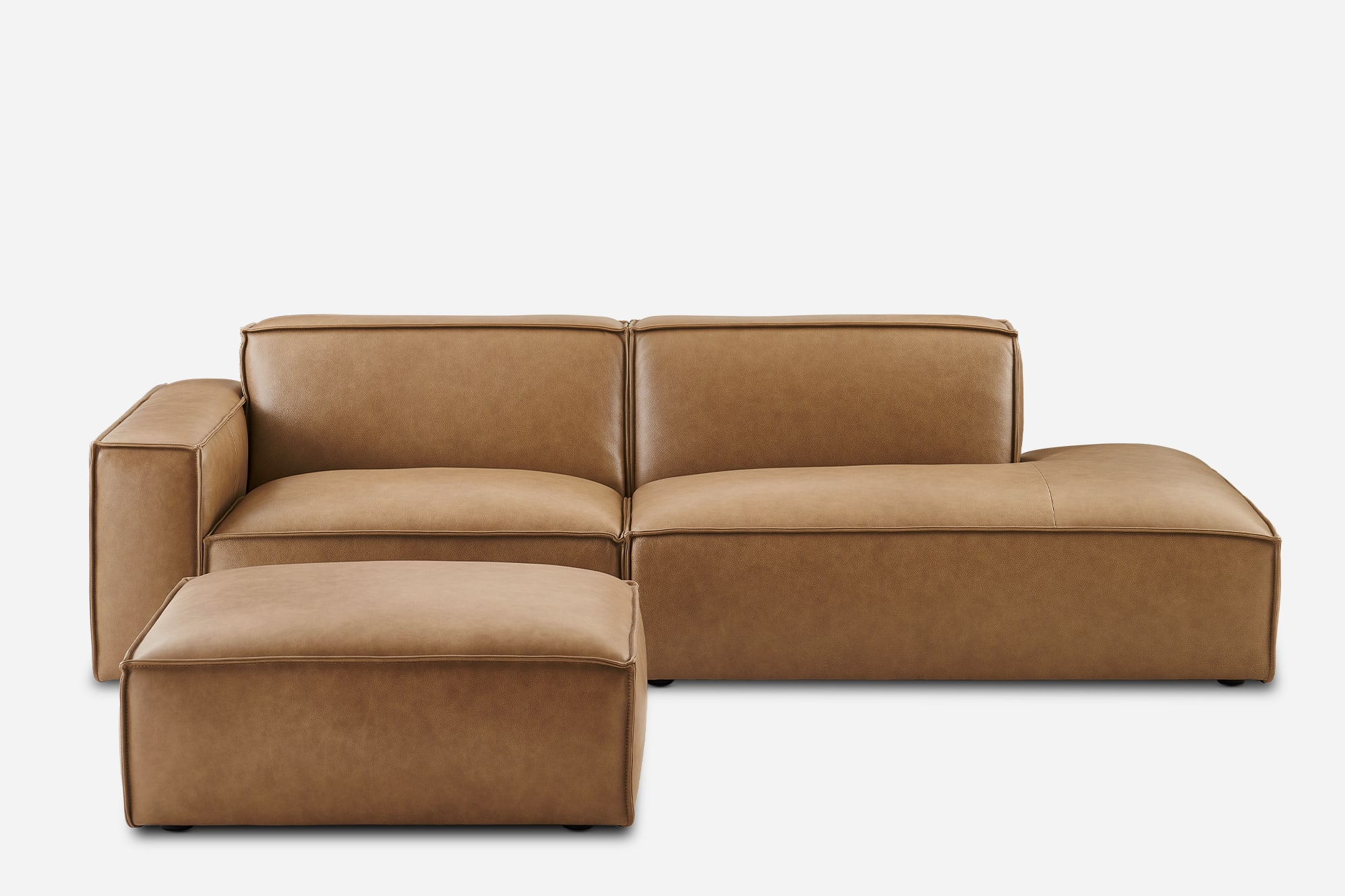 Jonathan Leather Side Chaise Sofa with Ottoman 2