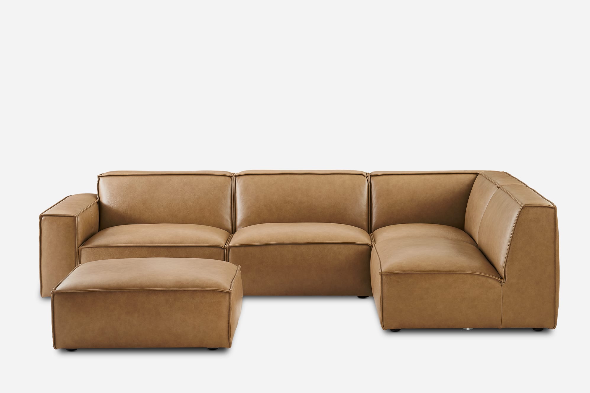 Jonathan Leather Chaise Sectional Sofa with Ottoman 2