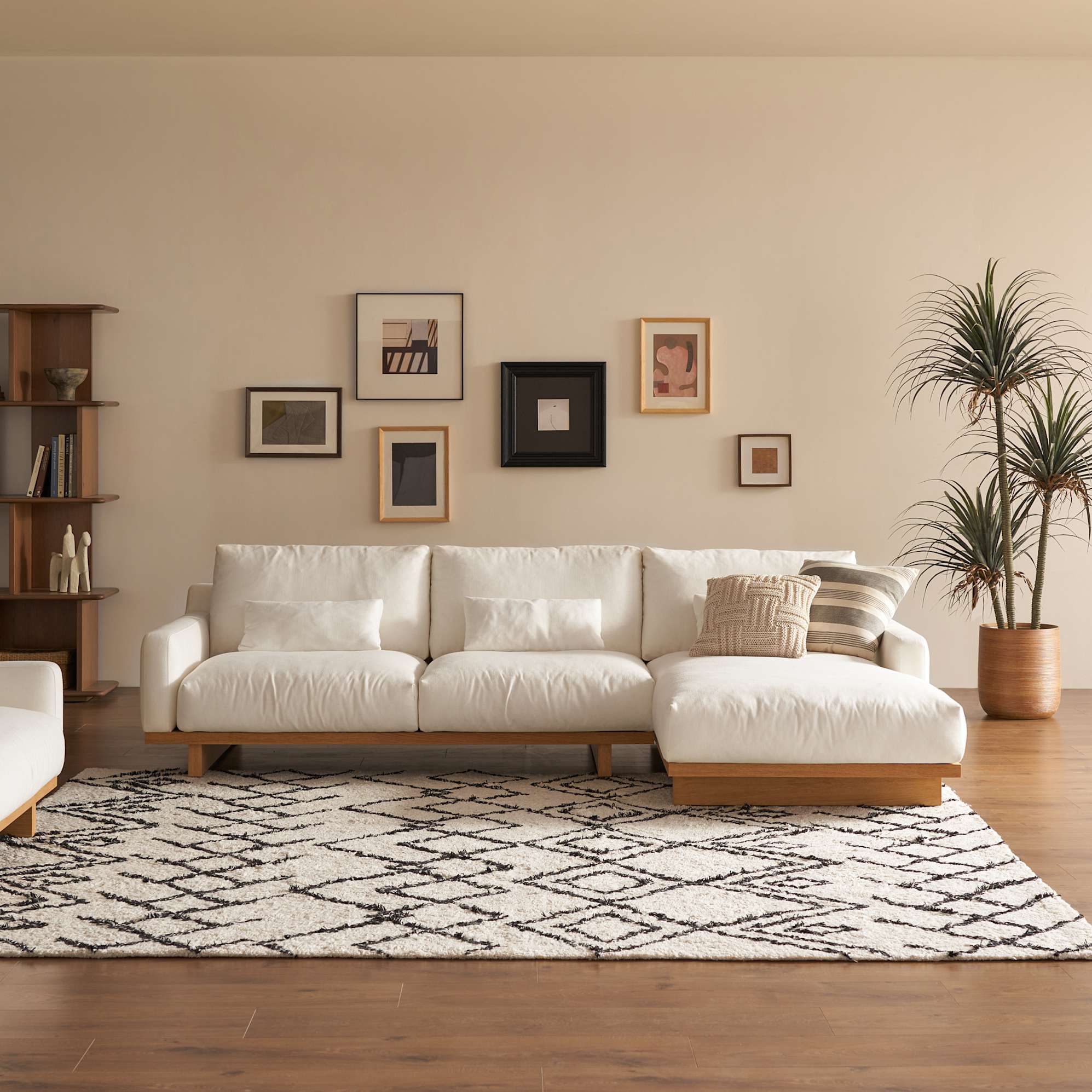 Mori Performance Fabric Chaise Sofa with Footstool 3