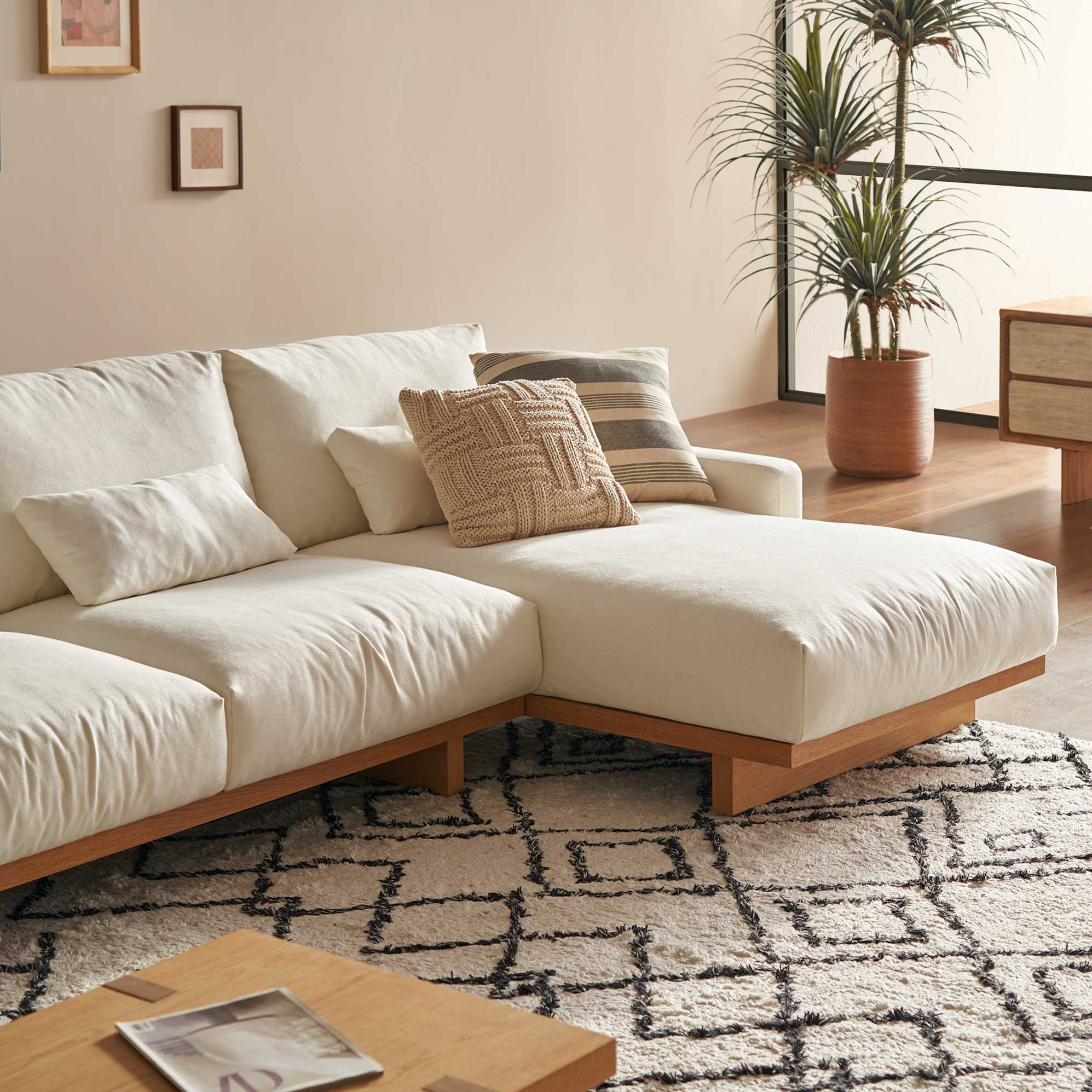 Mori Performance Fabric Chaise Sofa with Footstool 7