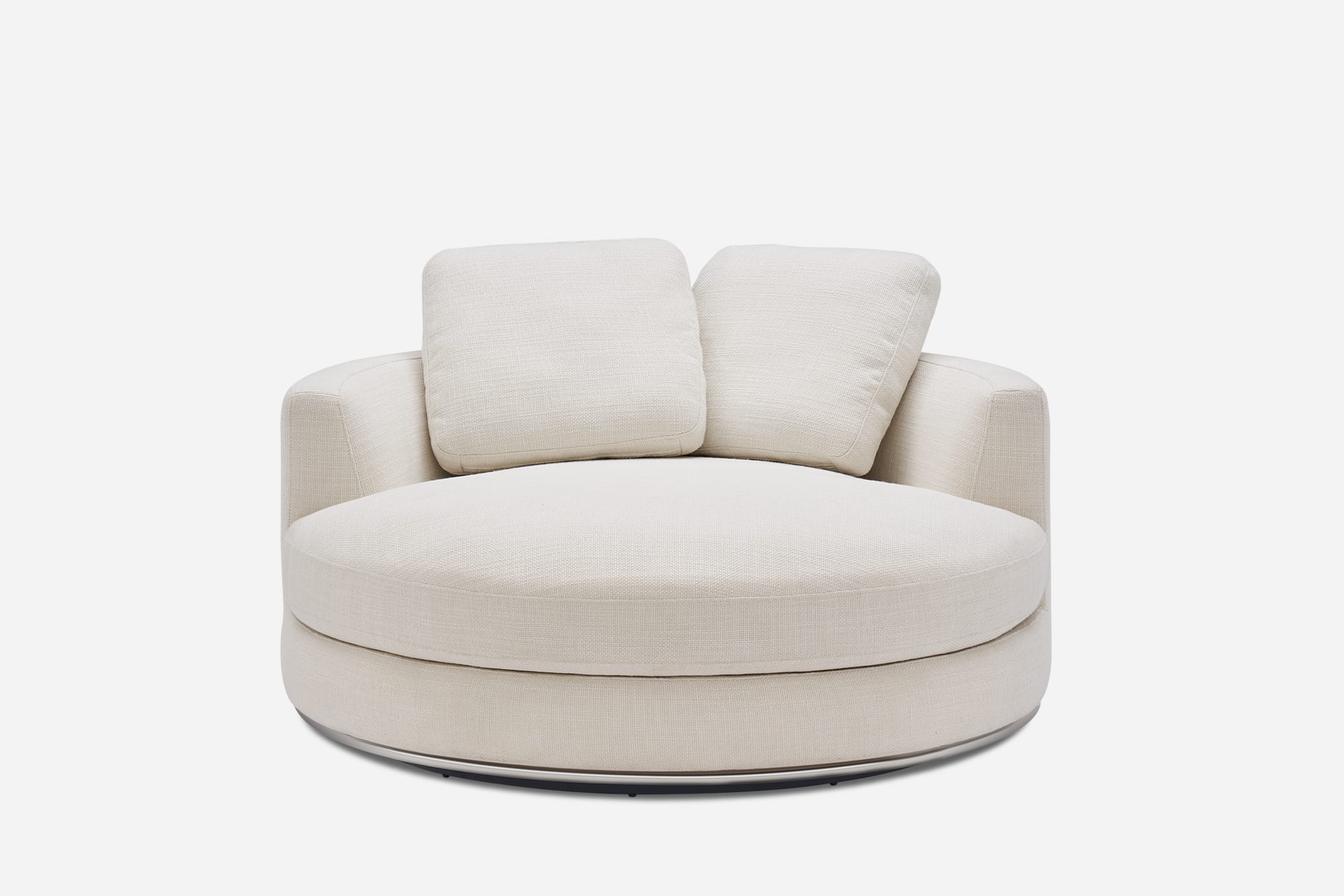Hamilton Round Performance Fabric Swivel Snuggle Chair 1