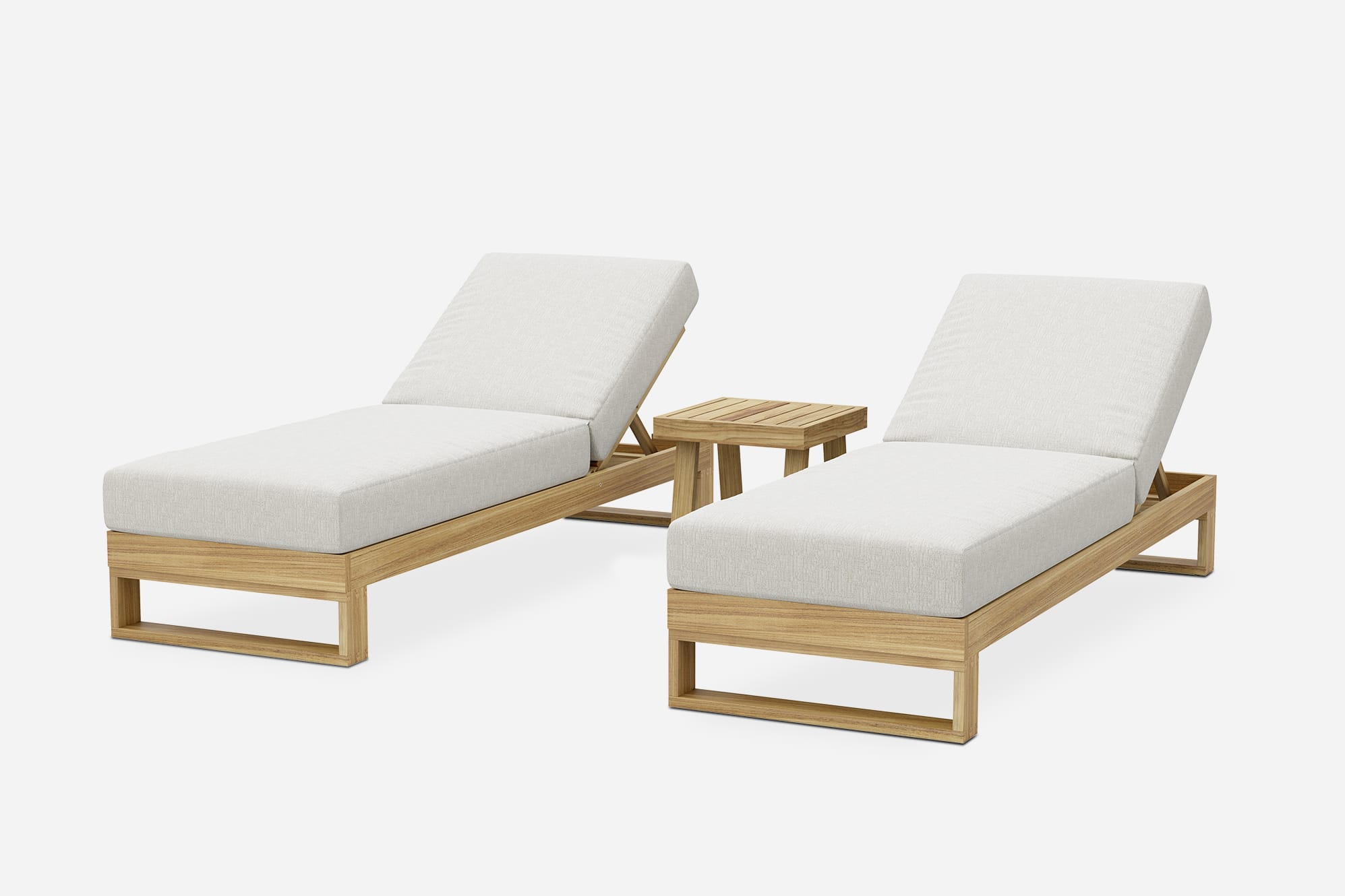 Rio Outdoor Teak 2 Chaise Lounges & Side Table Set 11