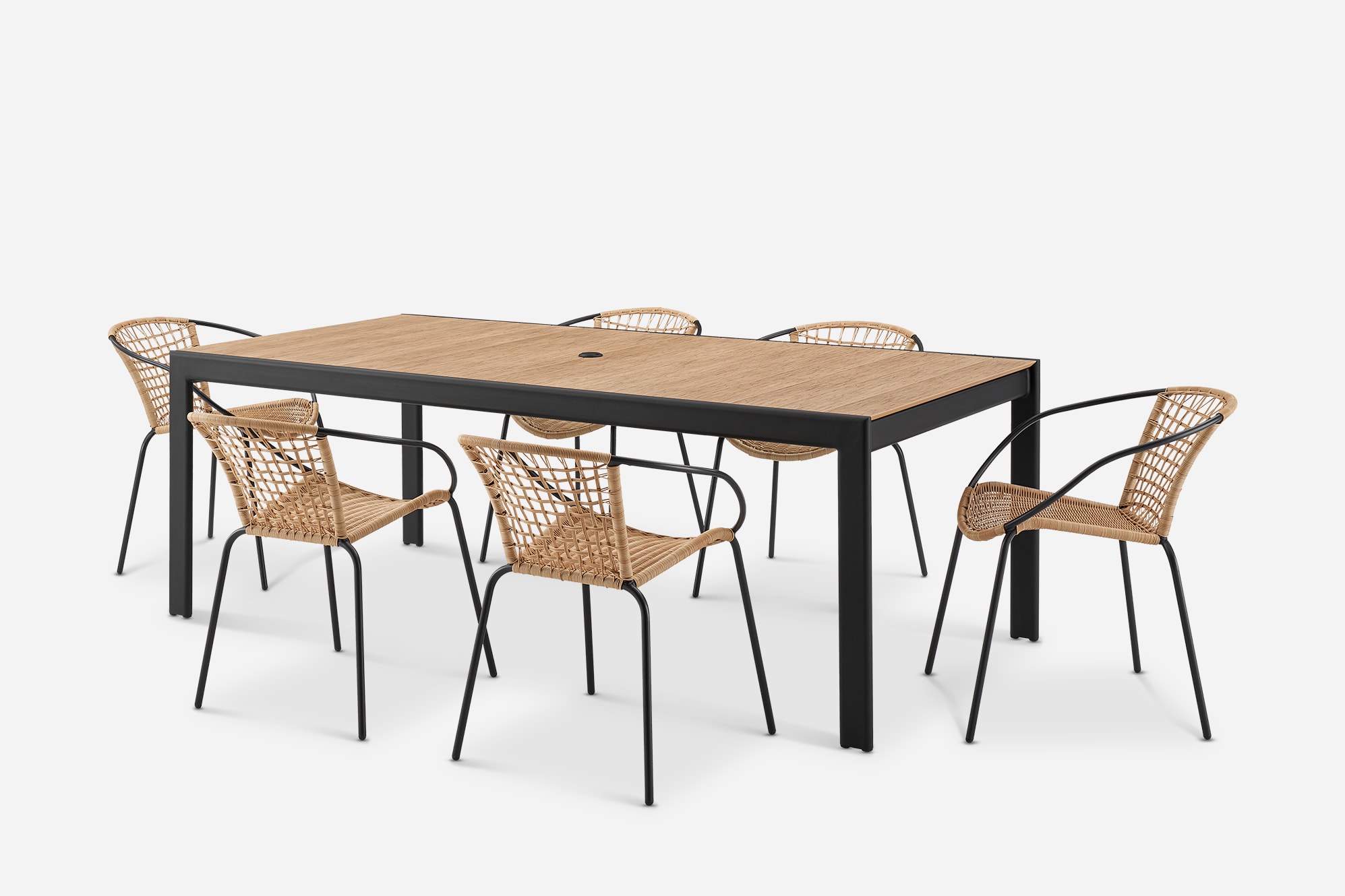 Sorrento Outdoor Dining Table with 6 Como Outdoor Chairs 0