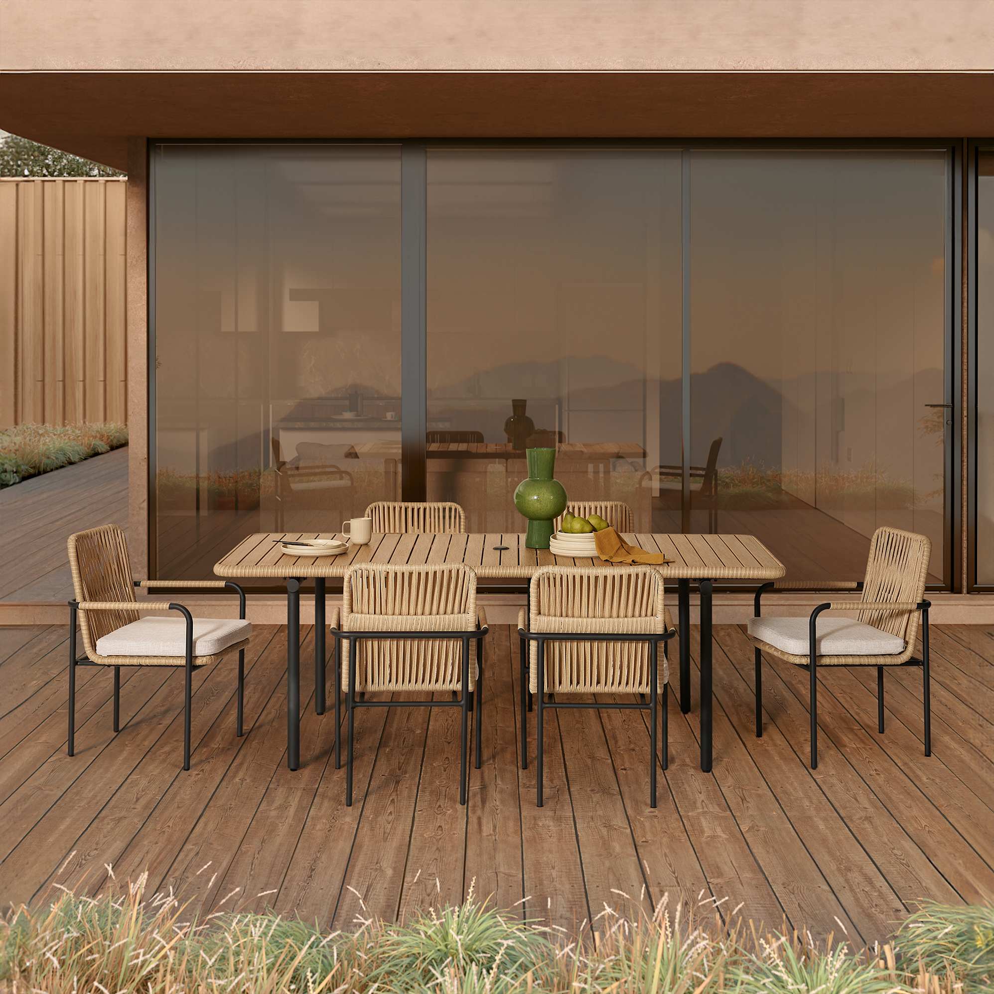 Sierra Outdoor Dining Table with 6 Chairs 2
