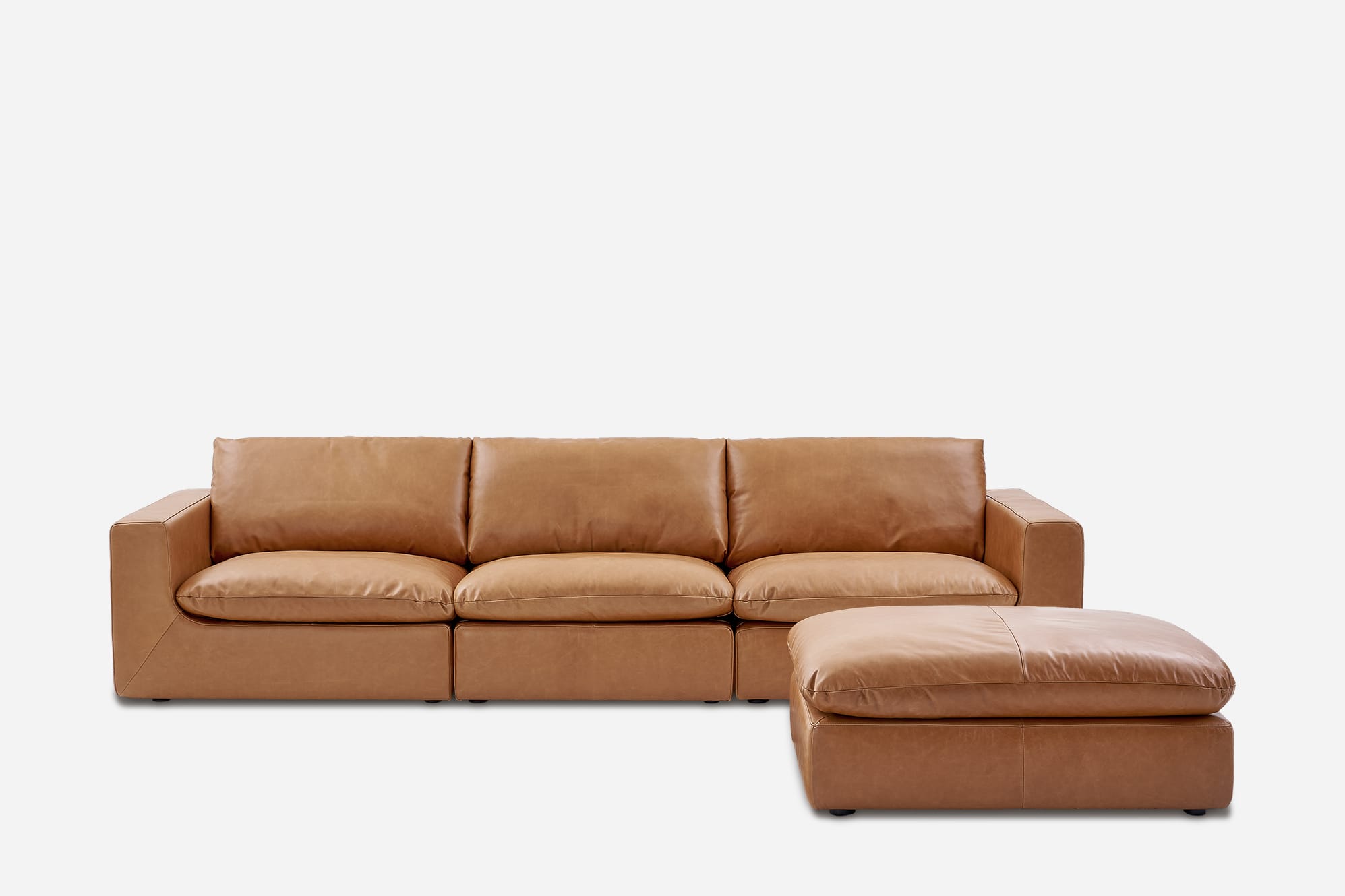 Dawson Leather Extended Sofa with Ottoman 2