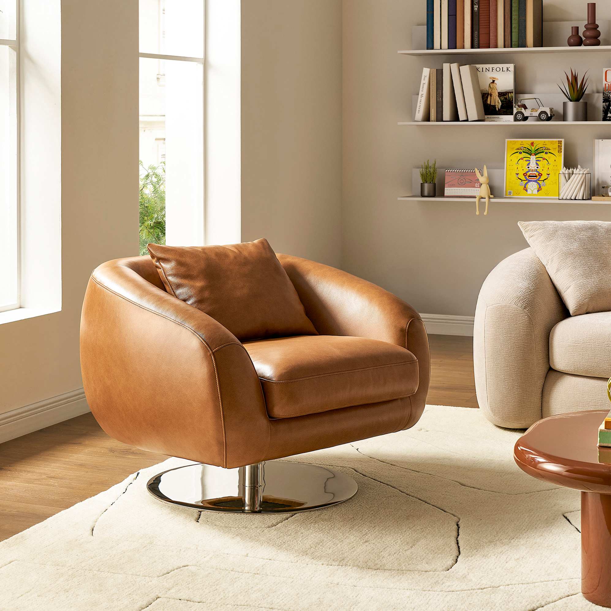 Xander Leather Swivel Armchair 0