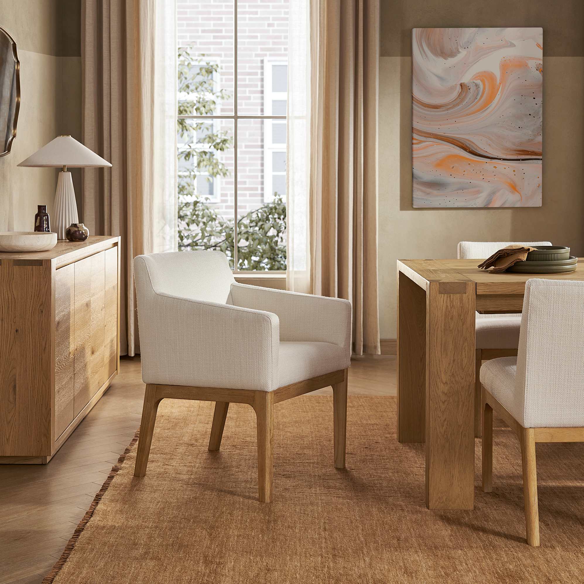 Elliot Performance Fabric Dining Arm Chair 0