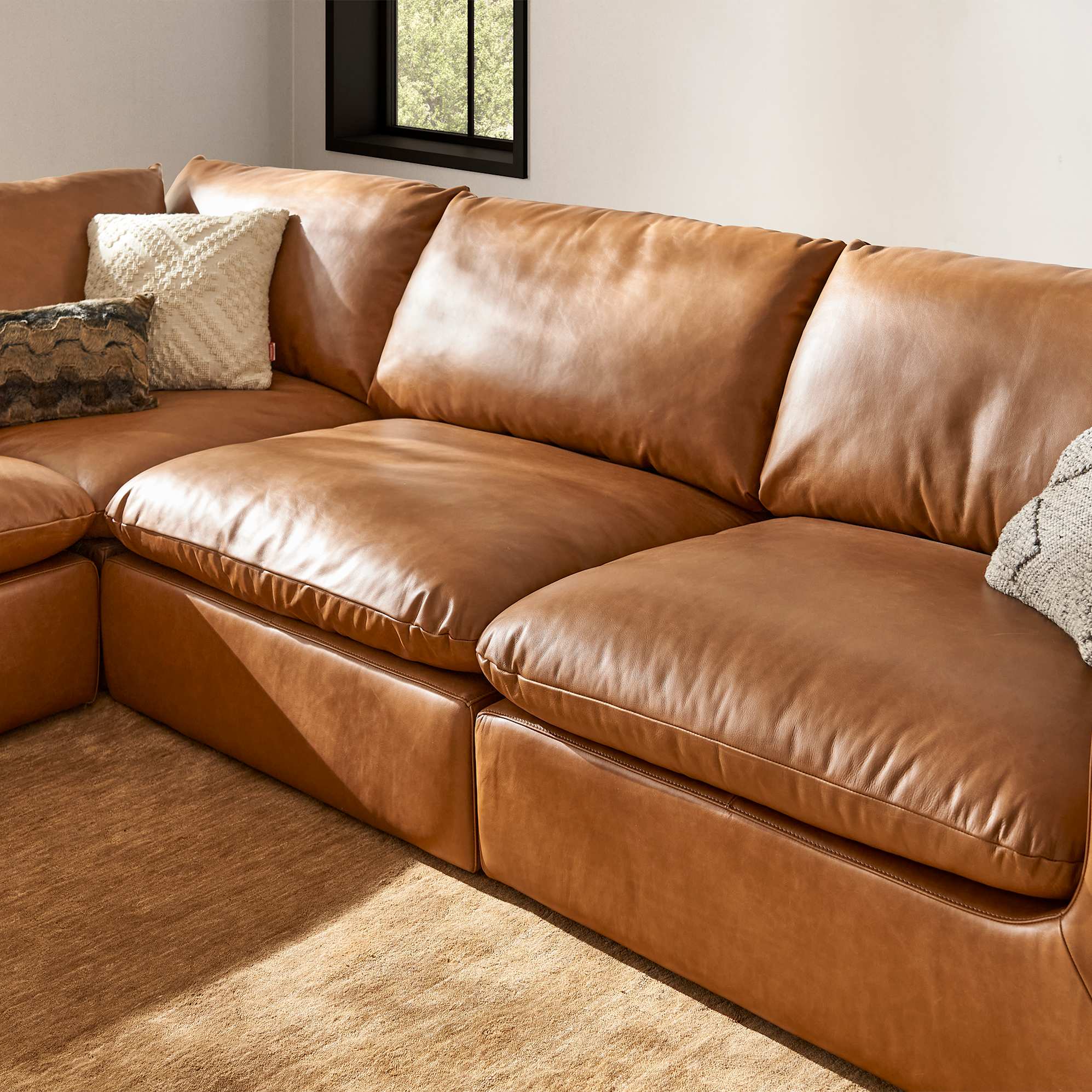 Dawson Leather Large Ottoman 4