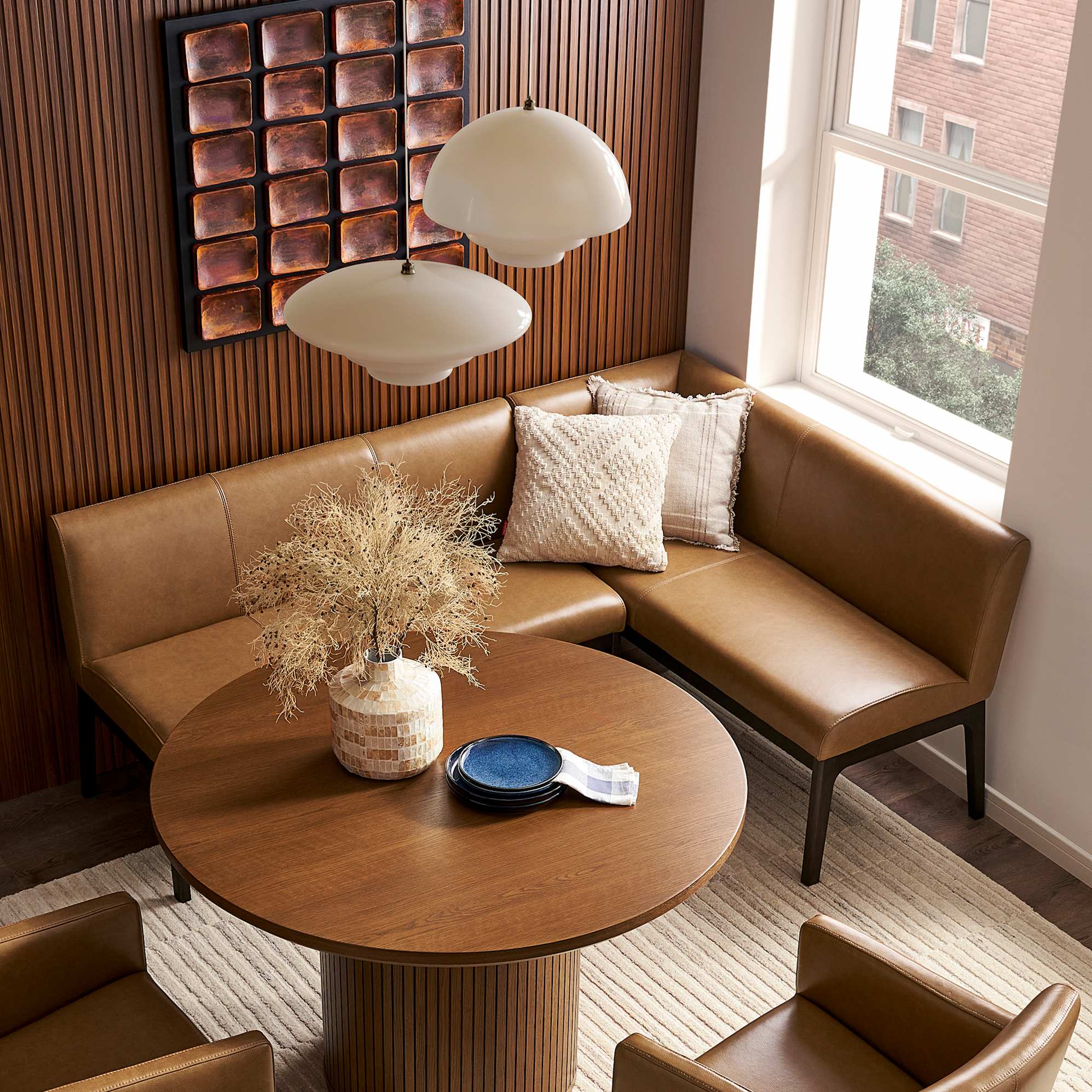 Elliot Leather Left Banquette Bench 1