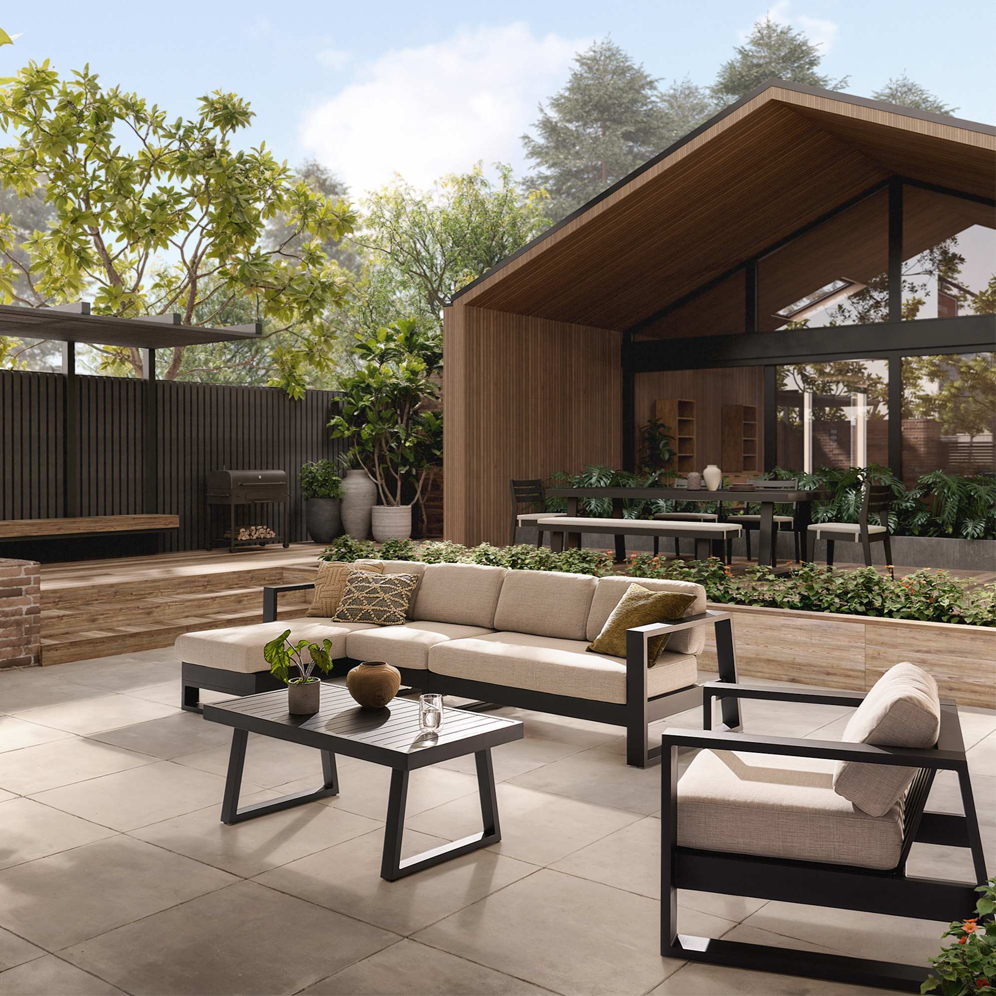 Rio Outdoor Extended Chaise Sectional Sofa 2