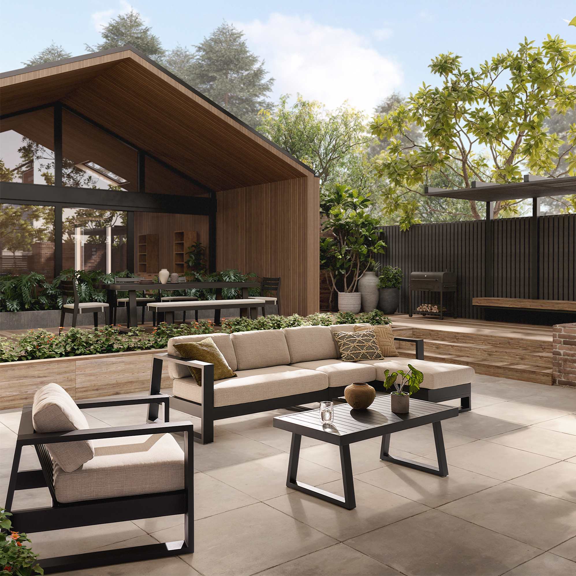 Rio Outdoor Extended Chaise Sectional Sofa 2