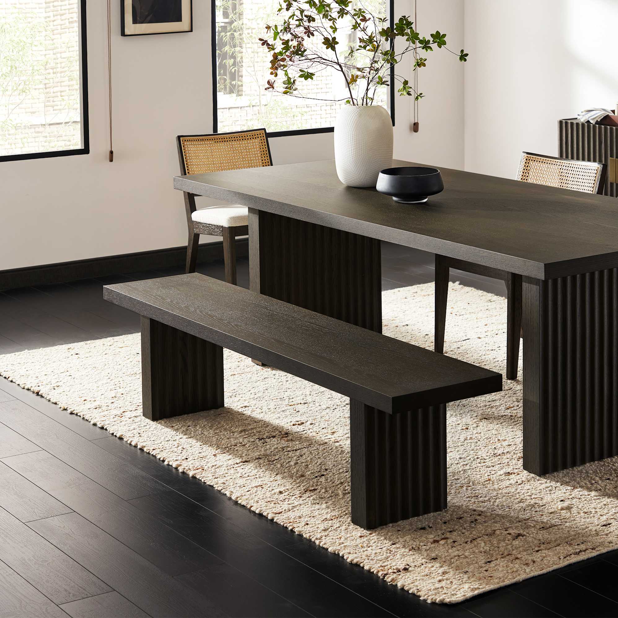 Sloane Travertine Dining Table with Bench Set 2