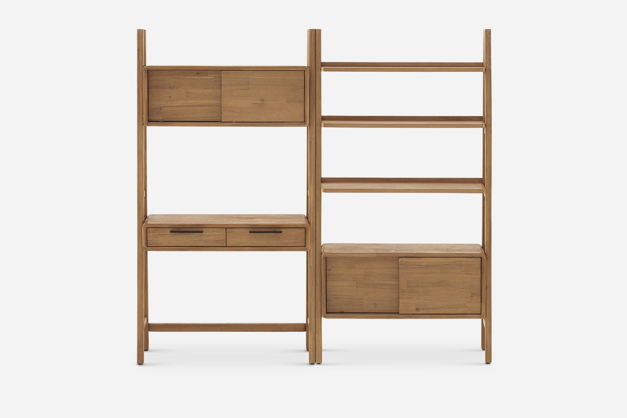 Seb Wall Desk with Bookcase Set 1