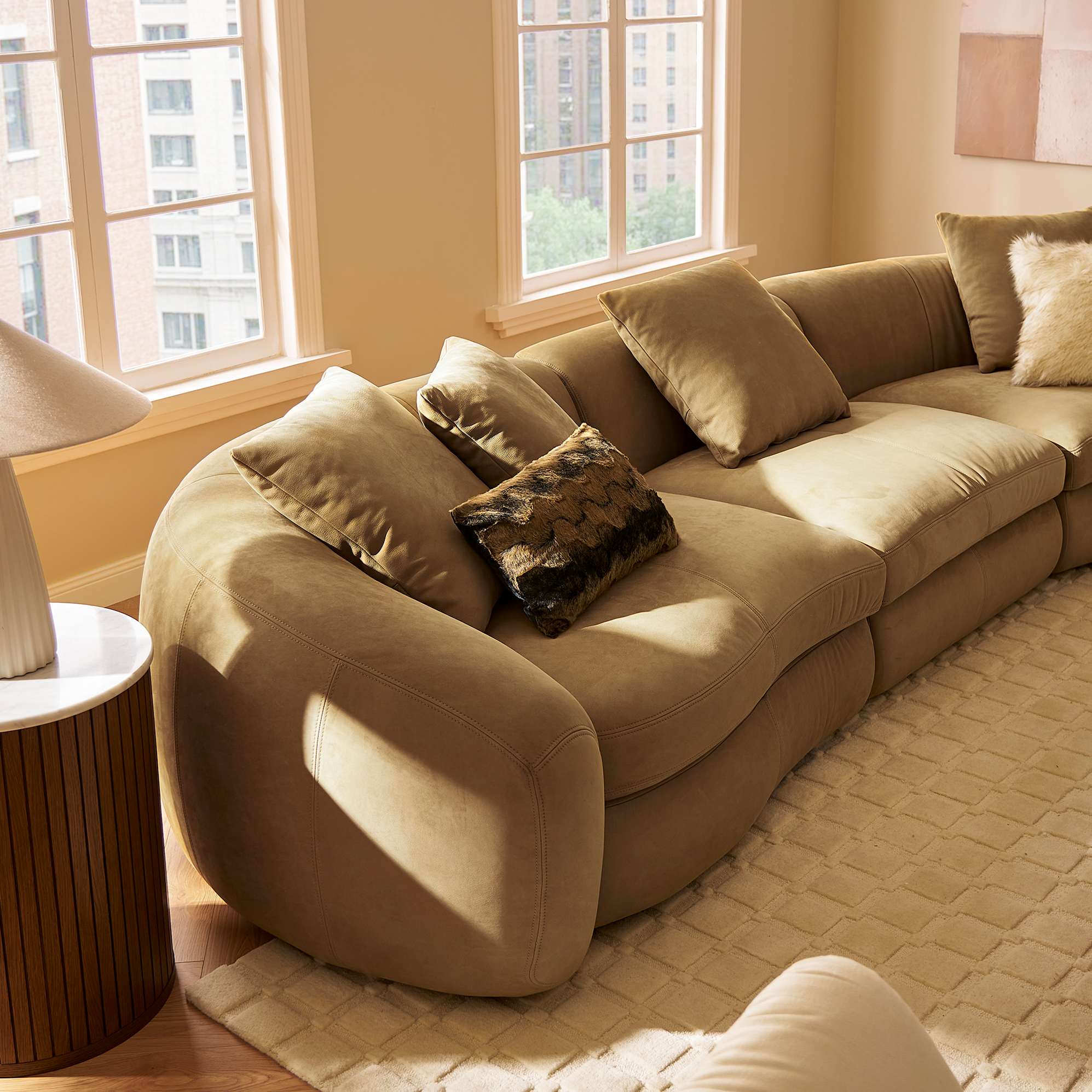Fable Leather Extended Chaise Sectional Sofa 3