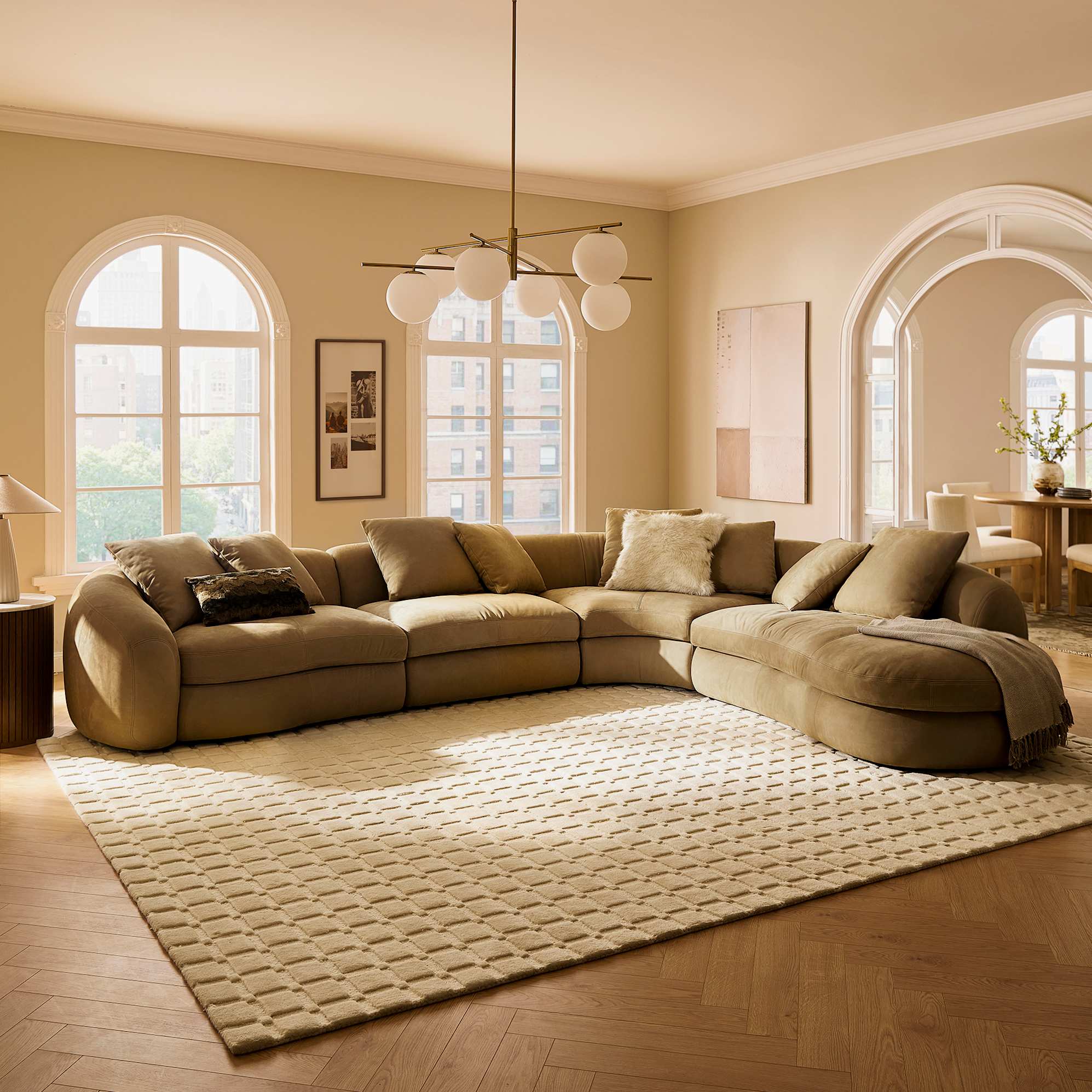Fable Leather Extended Chaise Sectional Sofa 0