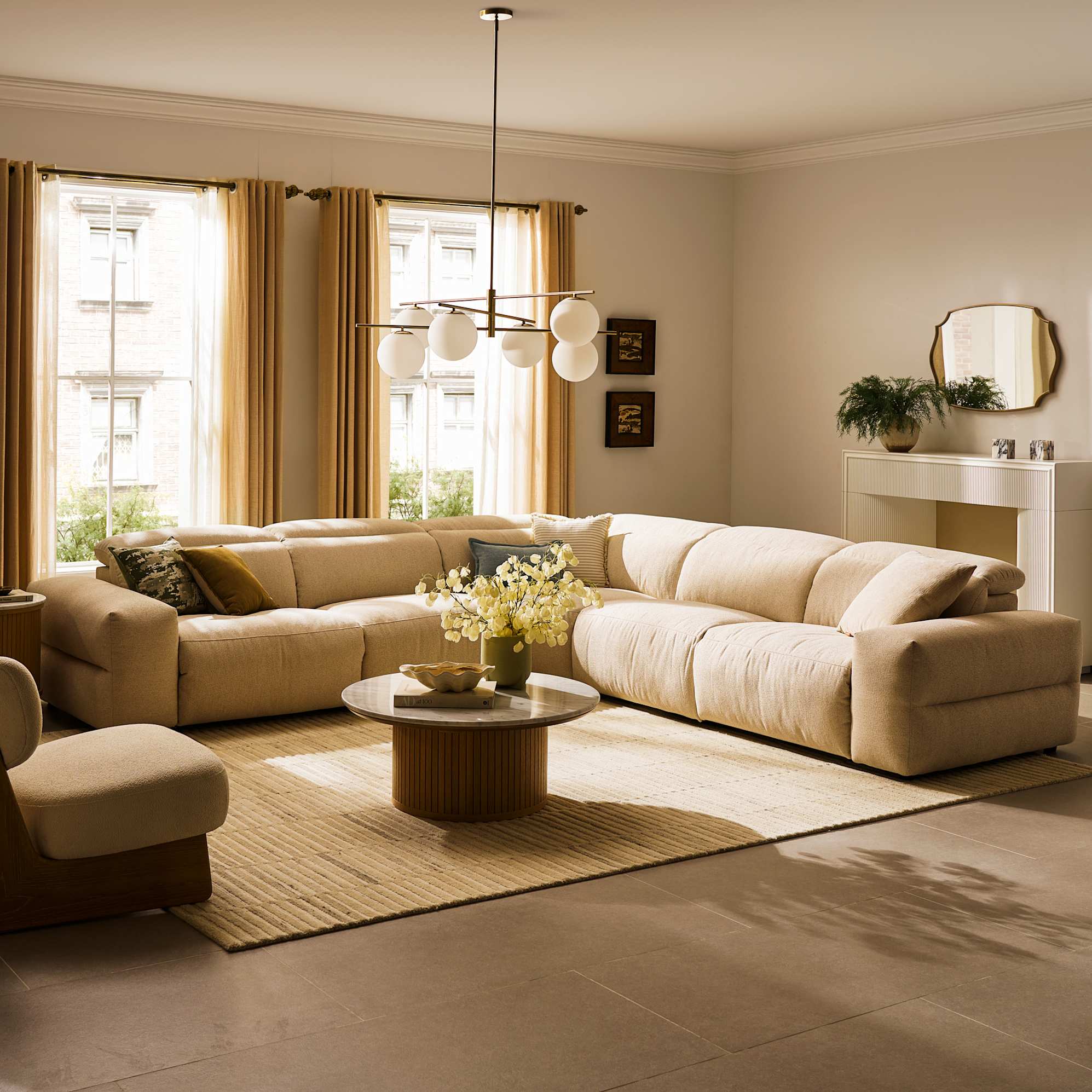 Jaron Performance Fabric Recliner L-Shaped Sectional Sofa 4
