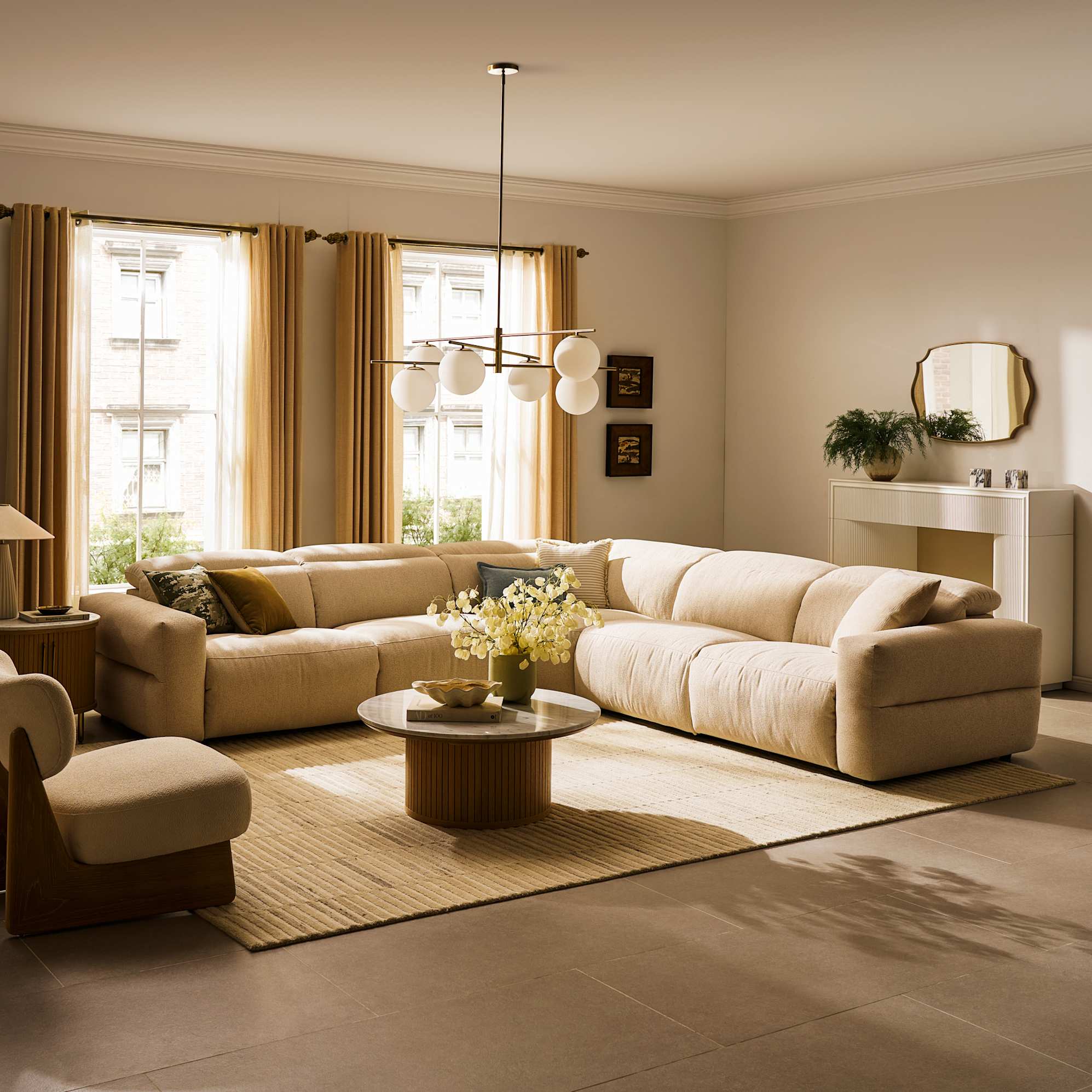 Jaron Performance Fabric Recliner L-Shaped Sectional Sofa 4