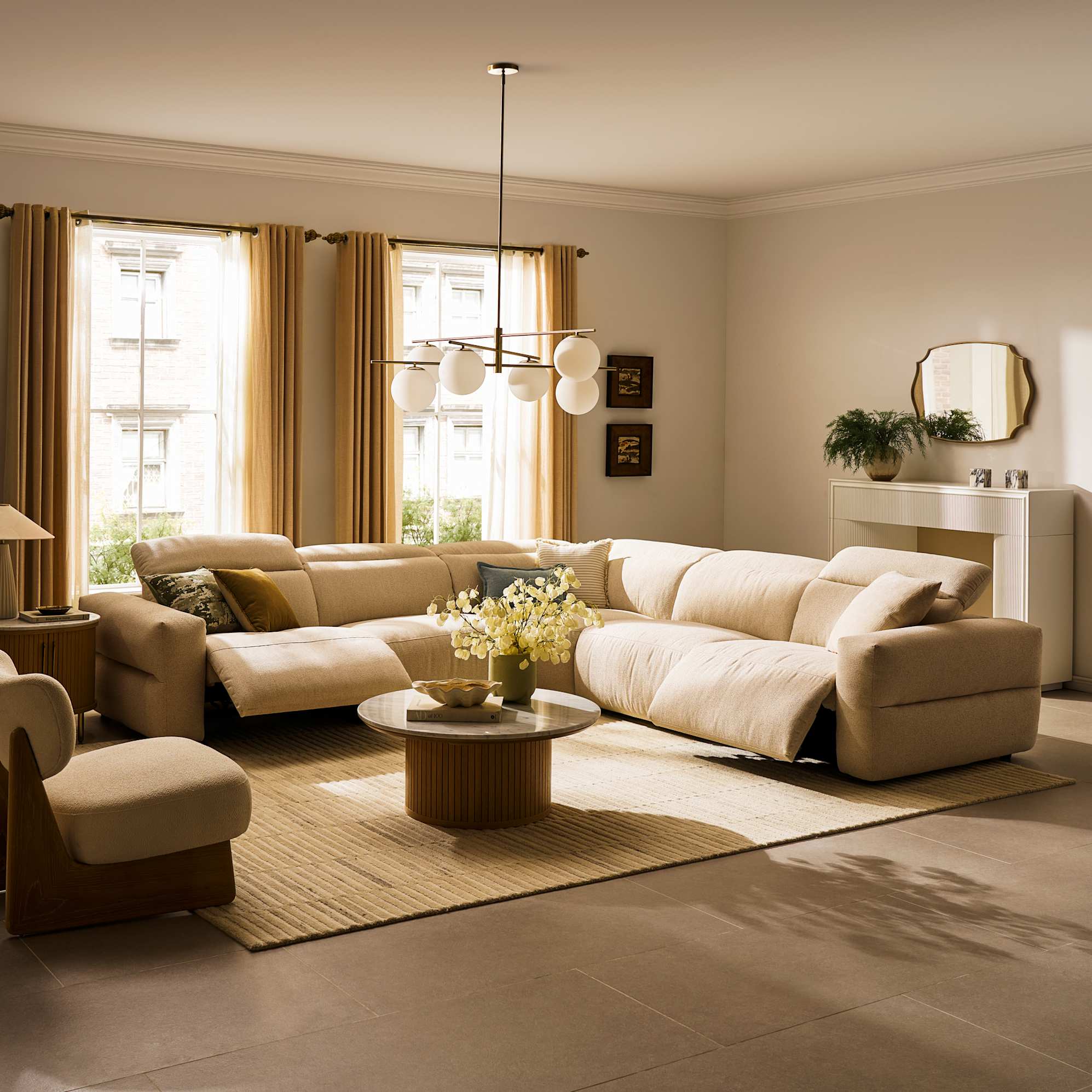 Jaron Performance Fabric Recliner L-Shaped Sectional Sofa 0