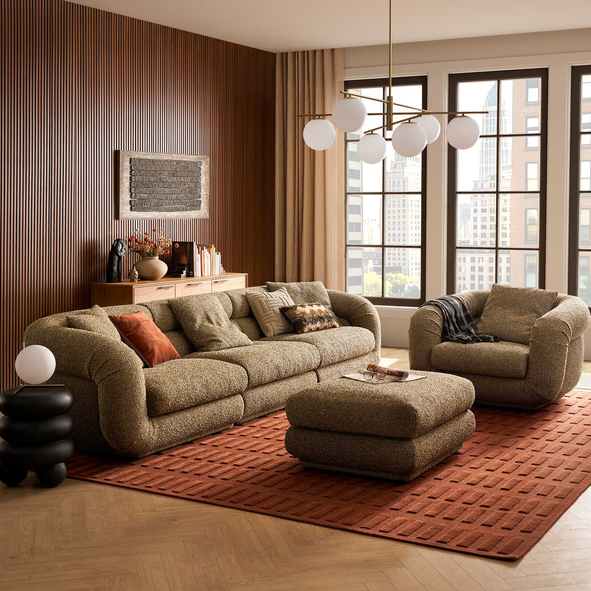 Solari Performance Fabric Armless Sofa 1