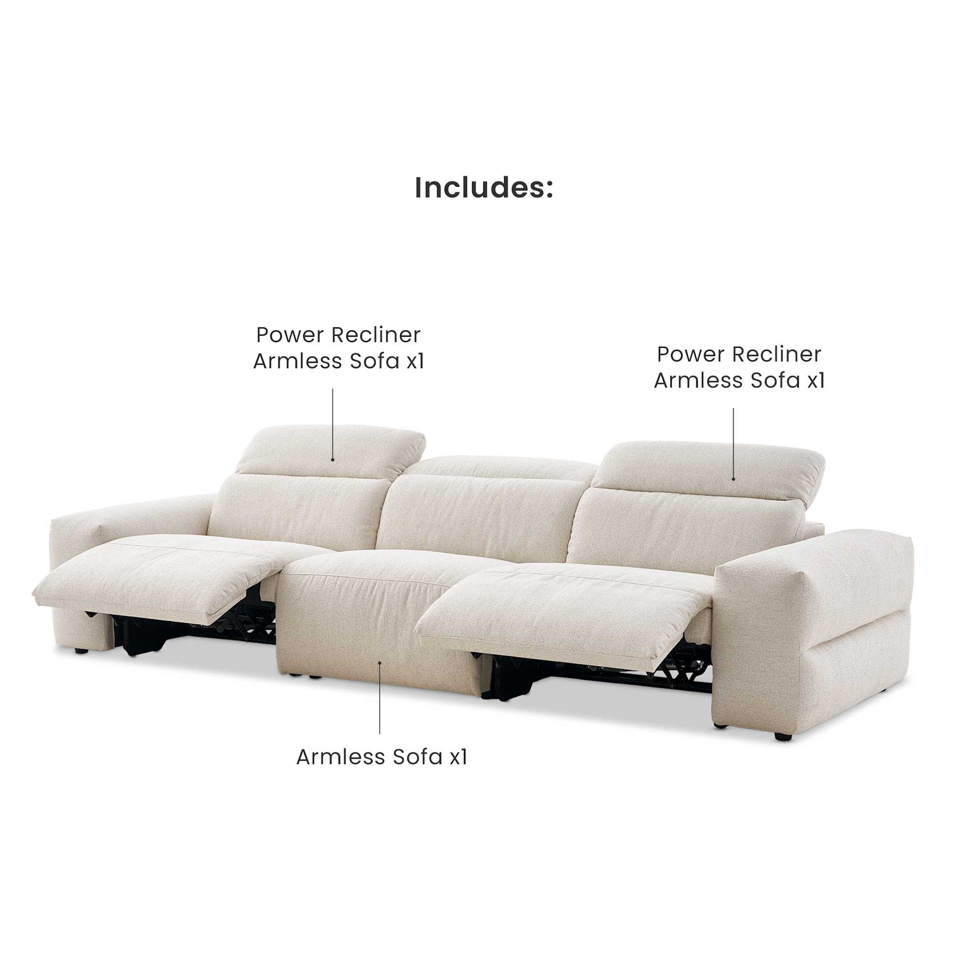 Jaron Performance Fabric Recliner Extended 3 Seater Sofa 3